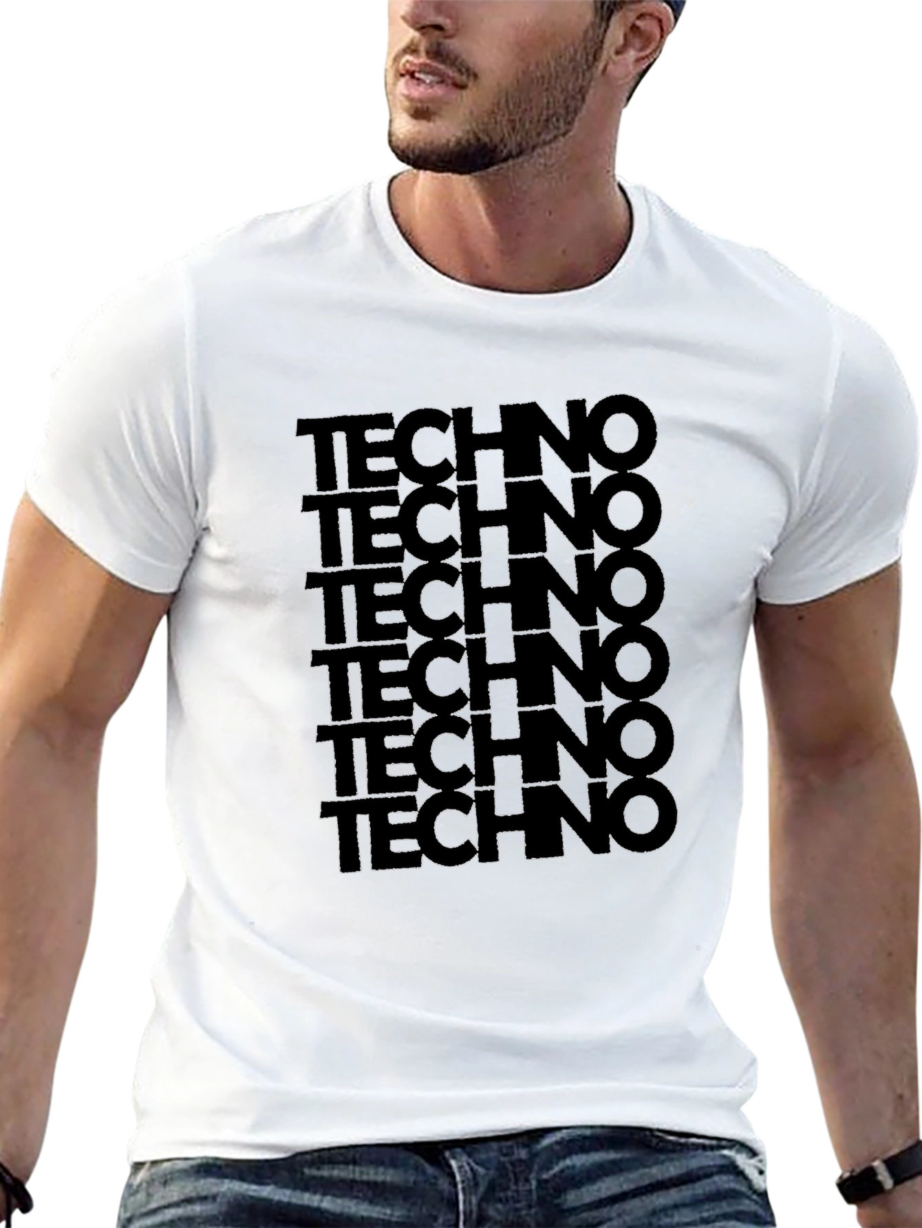 Techno T-Shirt: Bold Stacked Design