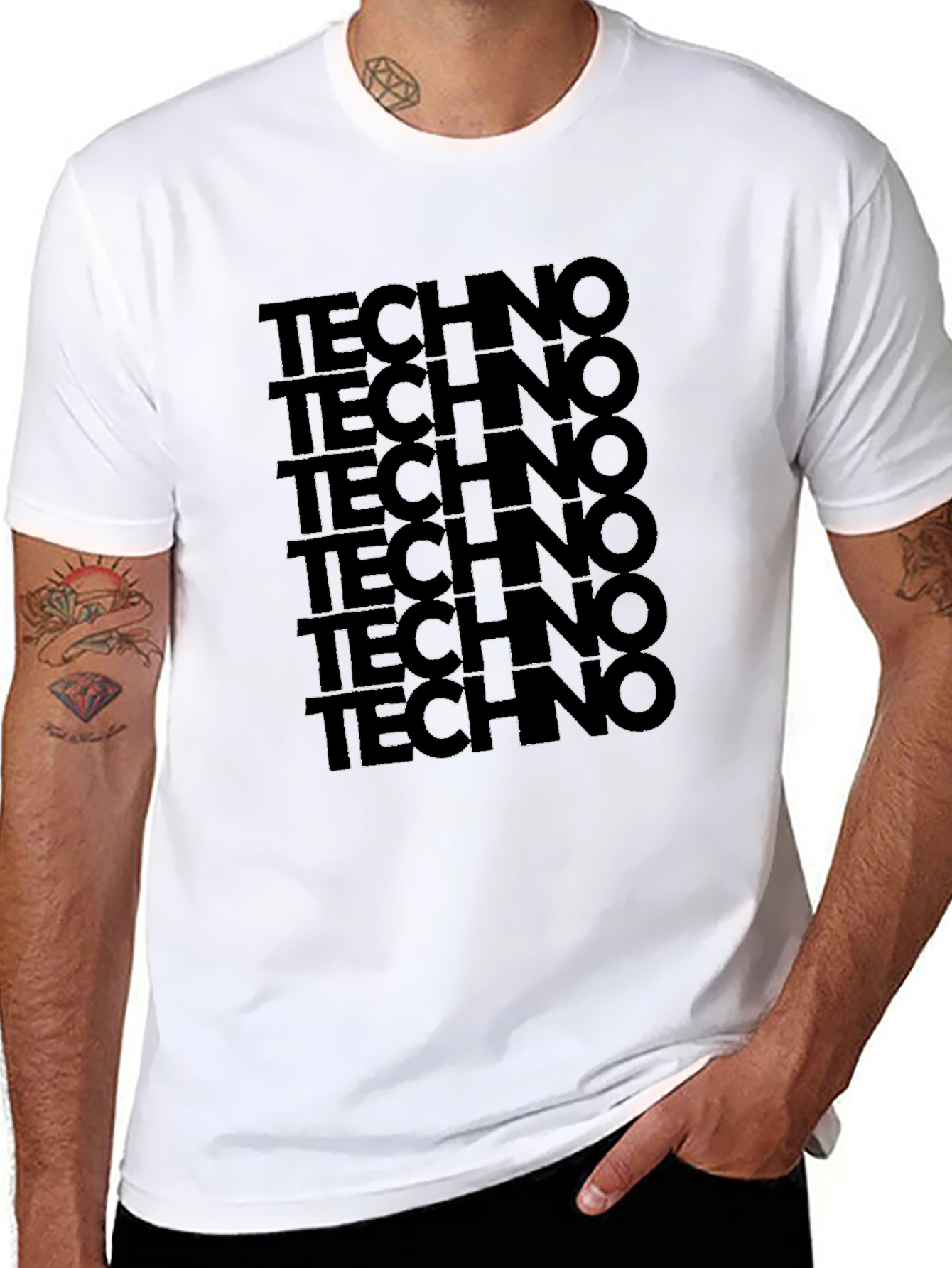 Techno T-Shirt: Bold Stacked Design