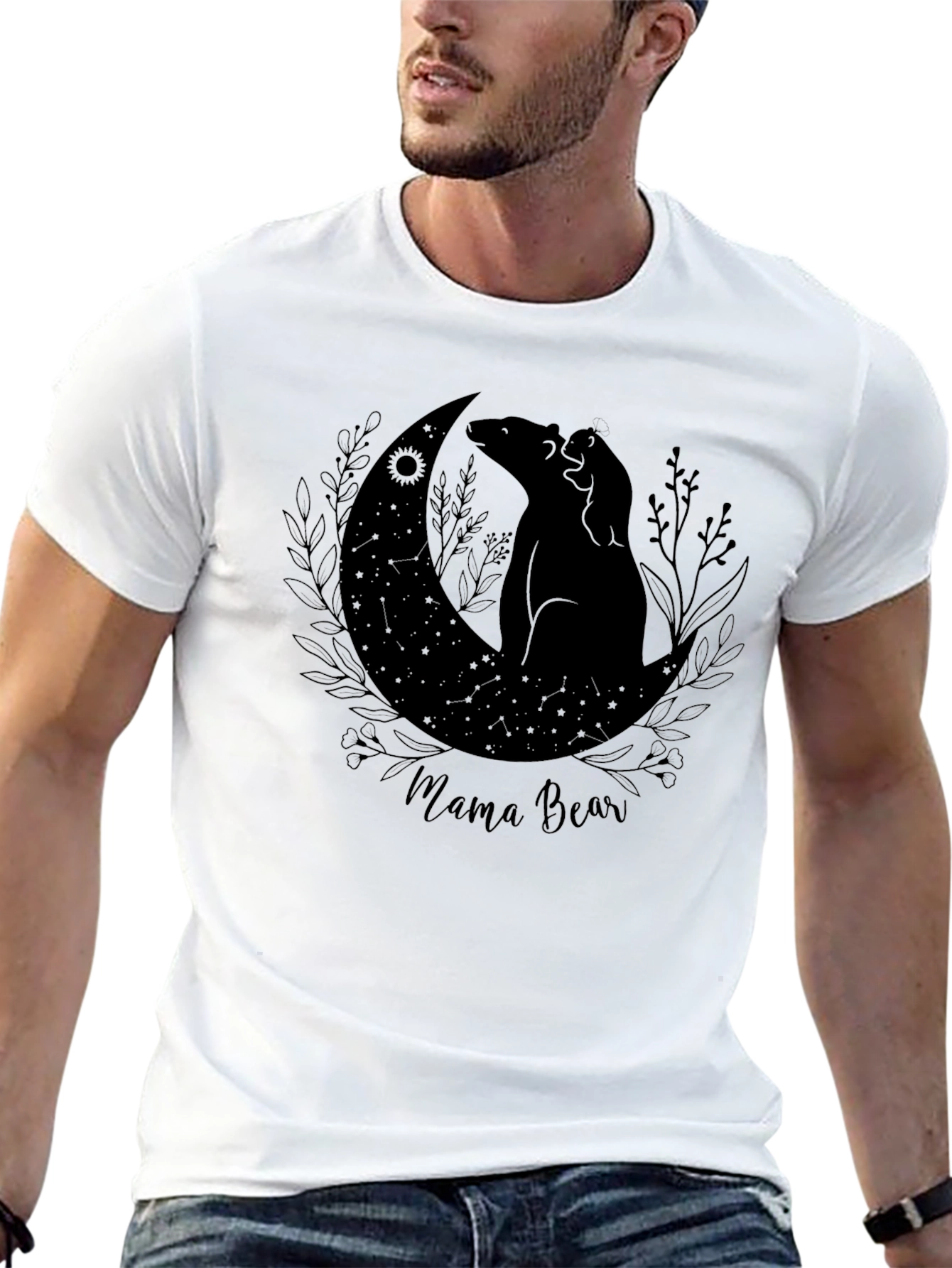 Mama Bear Graphic Print Tee - Black