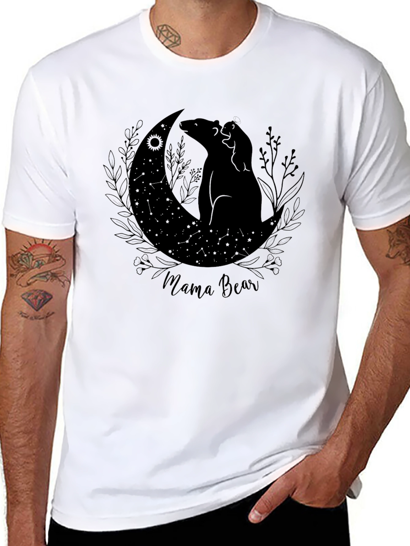 Mama Bear Graphic Print Tee - Black