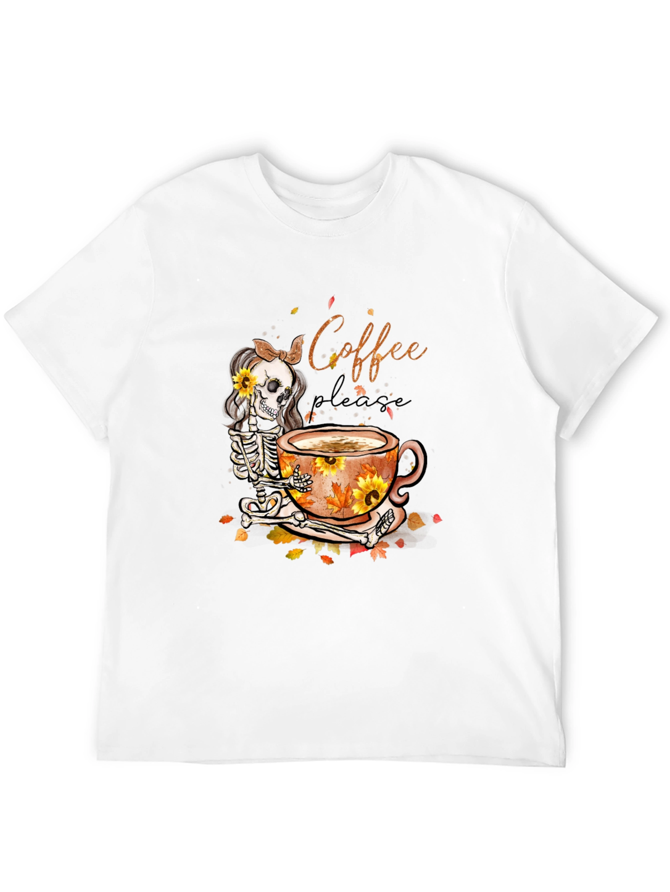 Coffee Skeleton Graphic T-Shirt - Fall Vibes