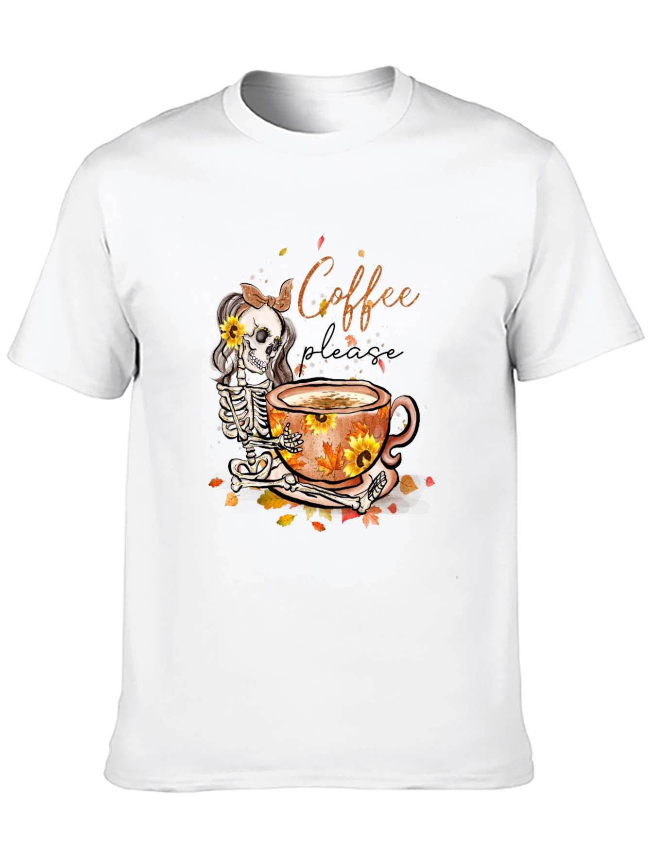 Coffee Skeleton Graphic T-Shirt - Fall Vibes