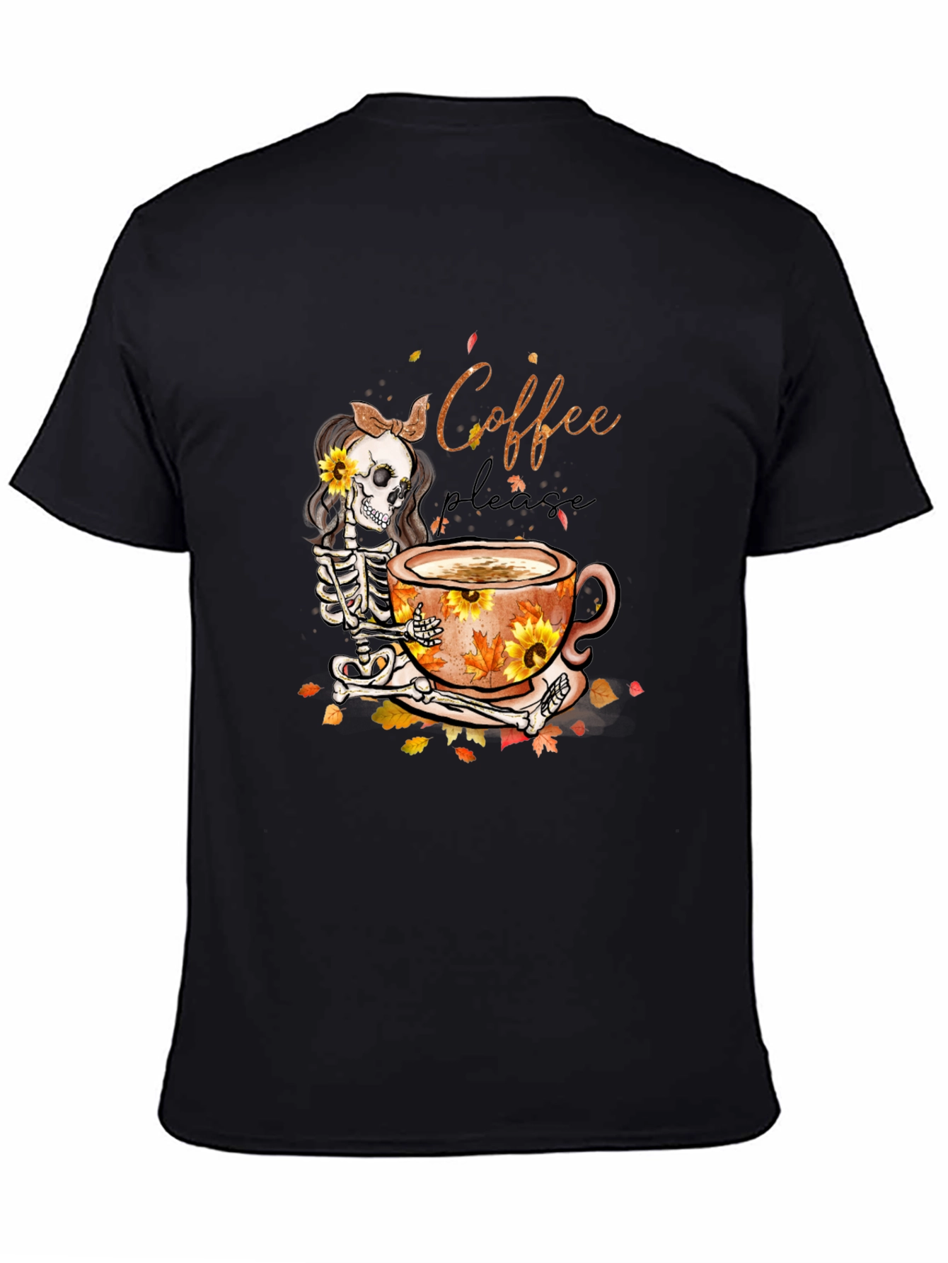 Coffee Skeleton Graphic T-Shirt - Fall Vibes