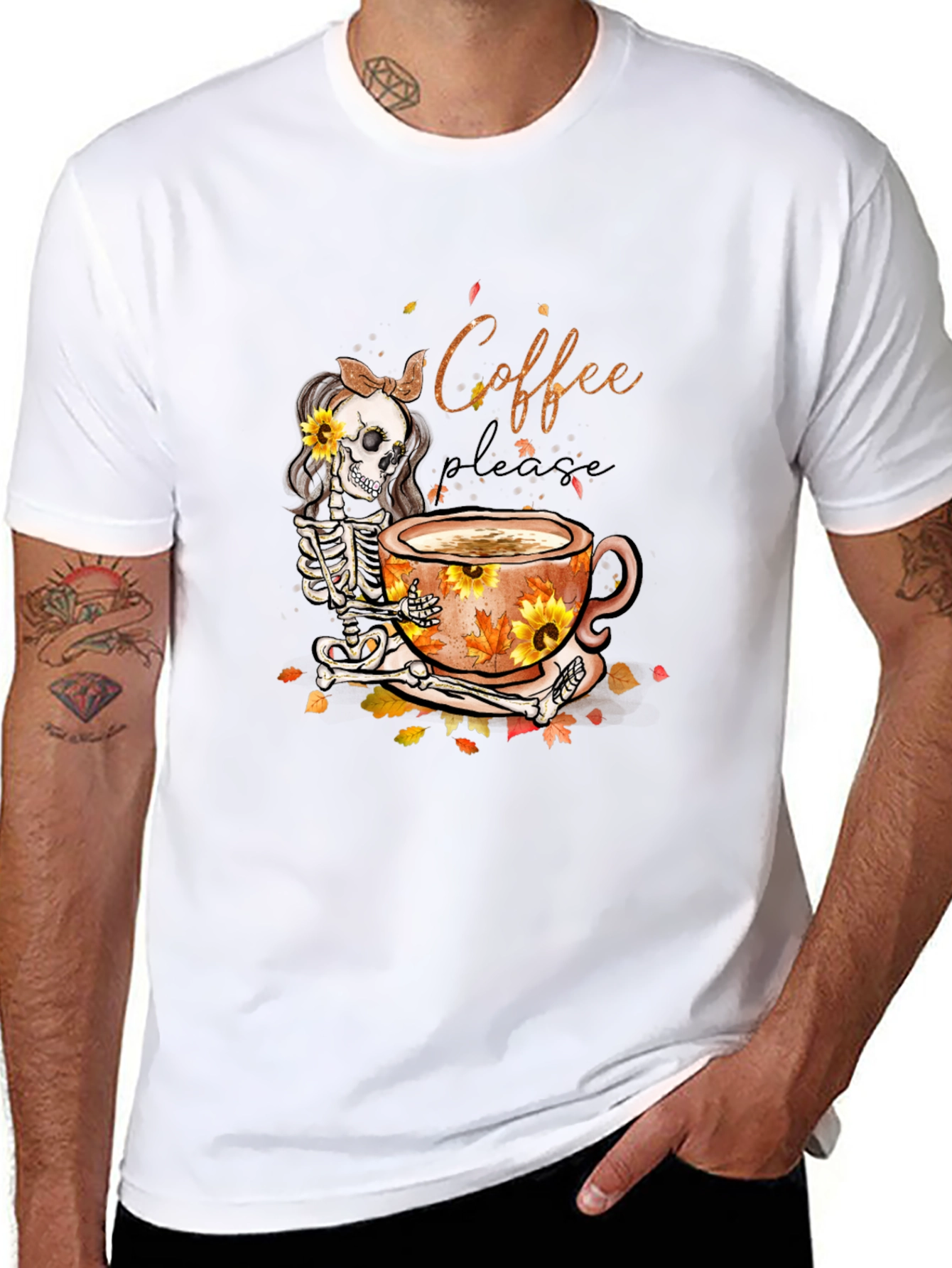 Coffee Skeleton Graphic T-Shirt - Fall Vibes