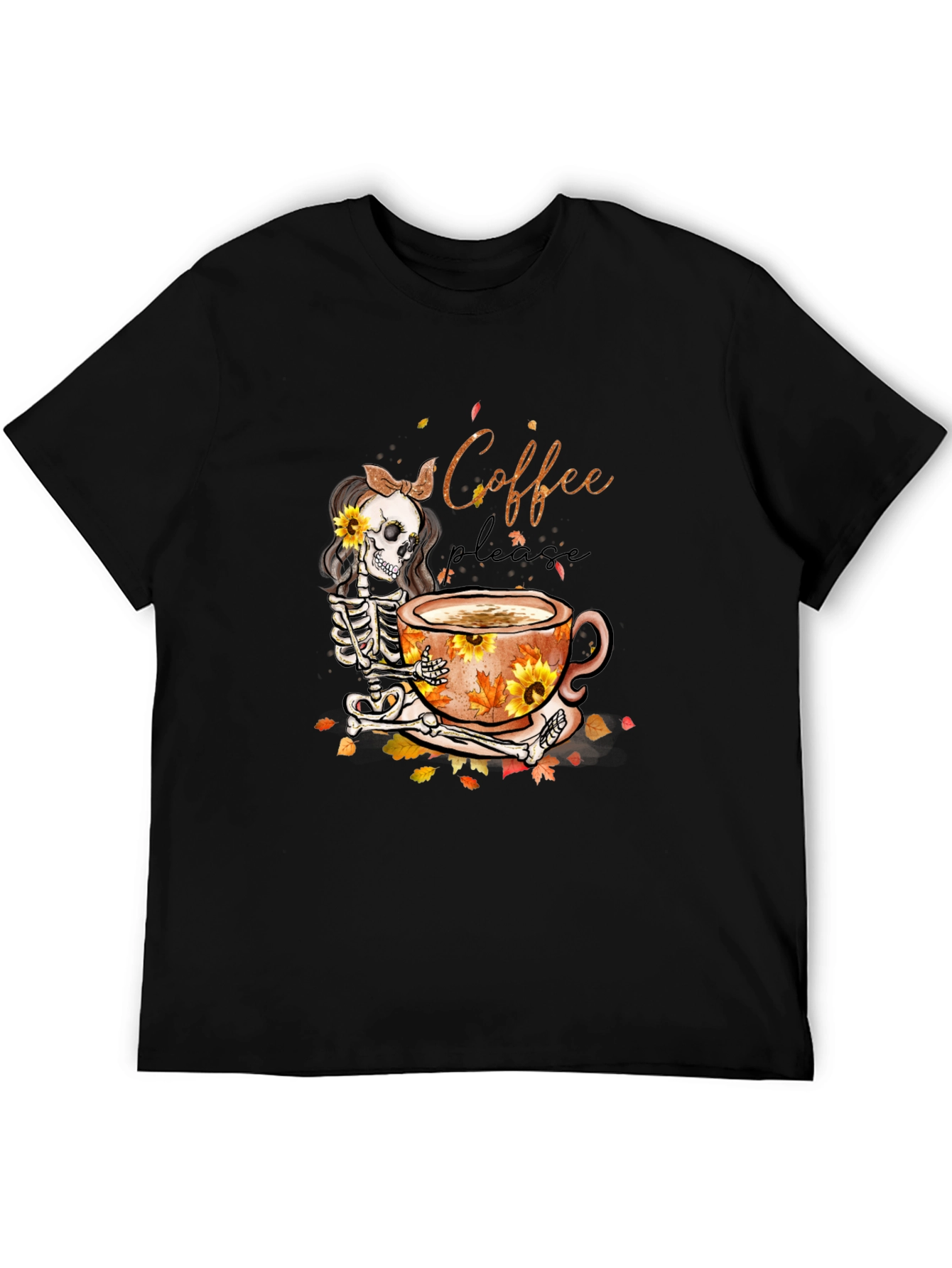 Coffee Skeleton Graphic T-Shirt - Fall Vibes