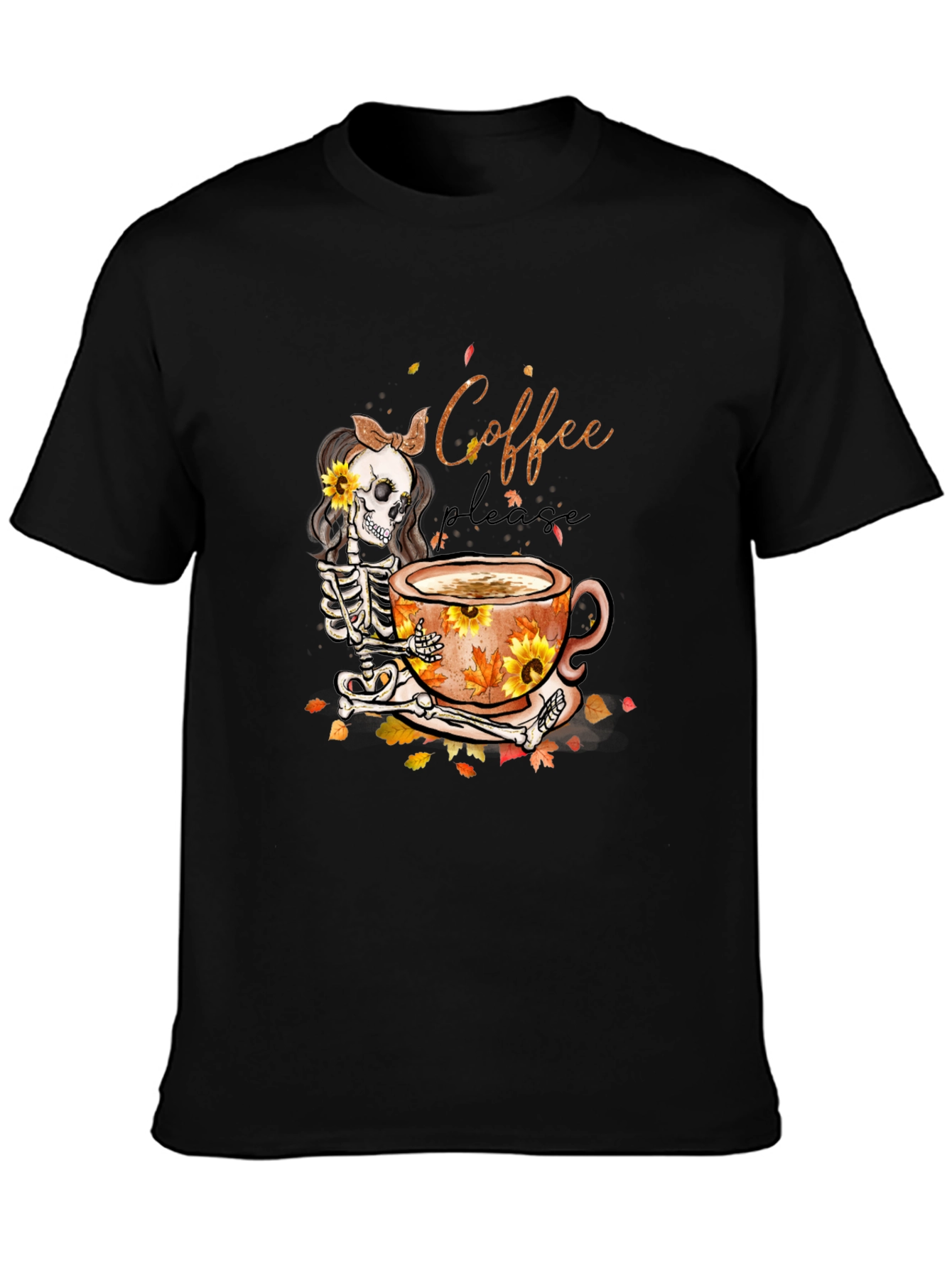 Coffee Skeleton Graphic T-Shirt - Fall Vibes