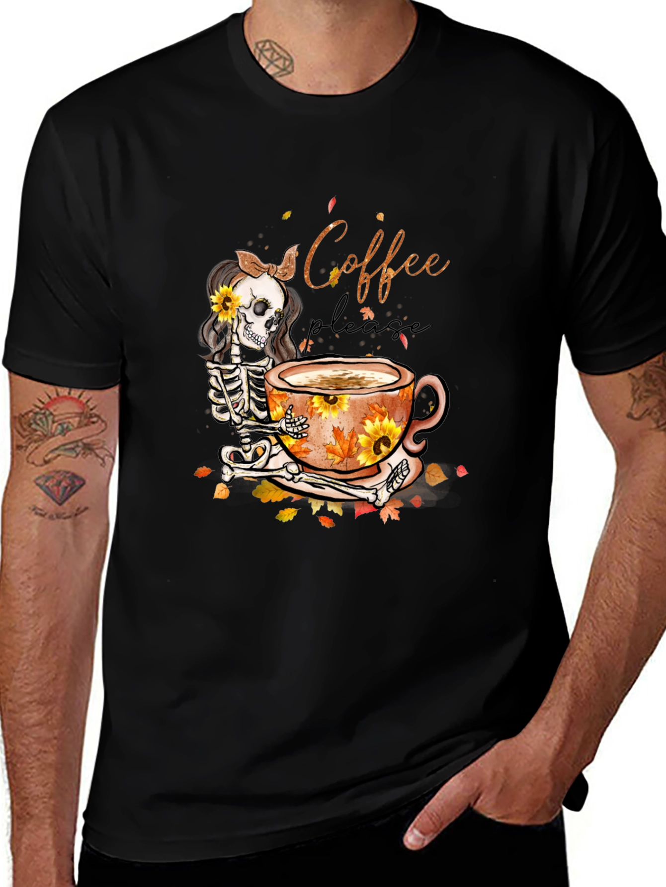 Coffee Skeleton Graphic T-Shirt - Fall Vibes