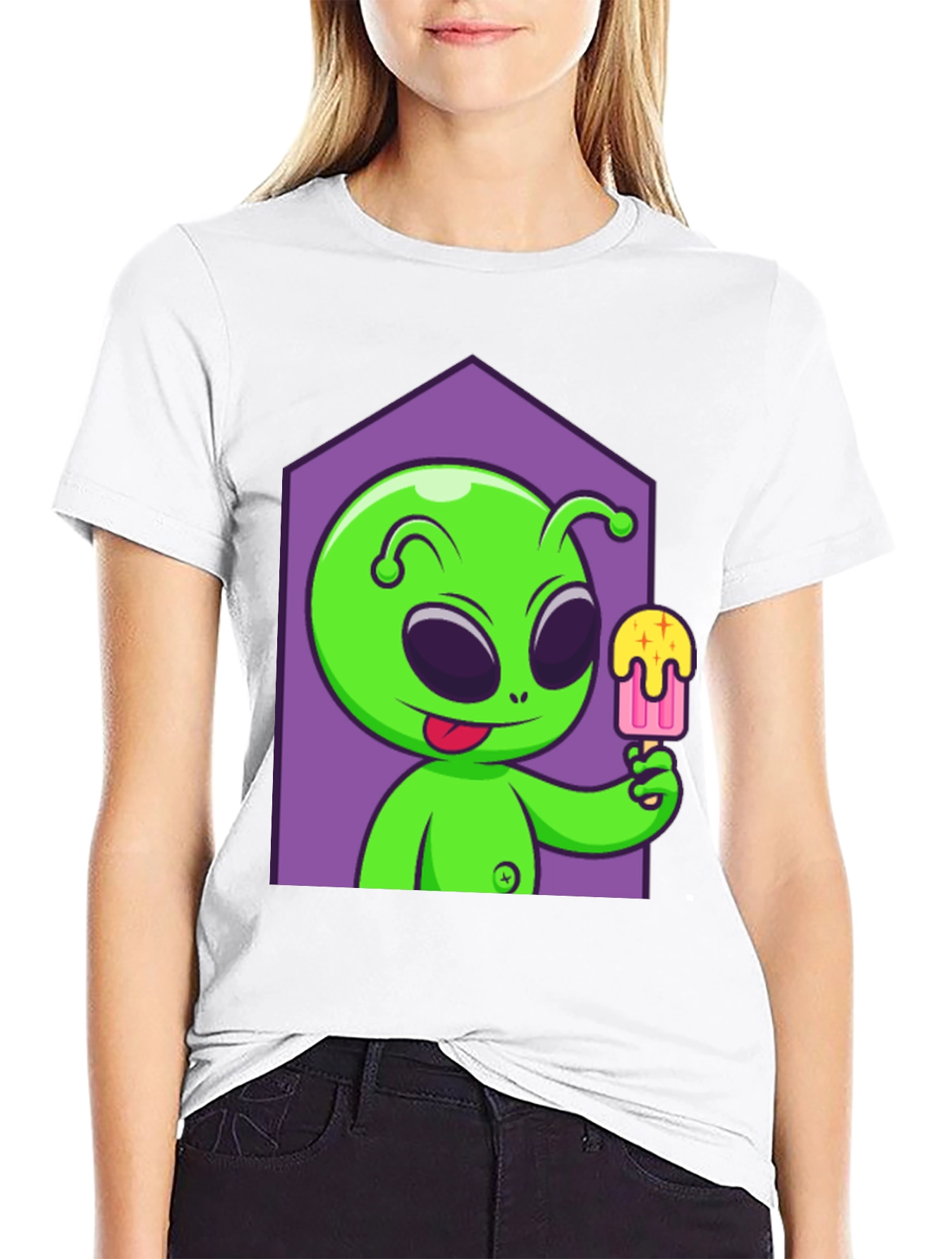 Alien Eats Popsicle Graphic Tee