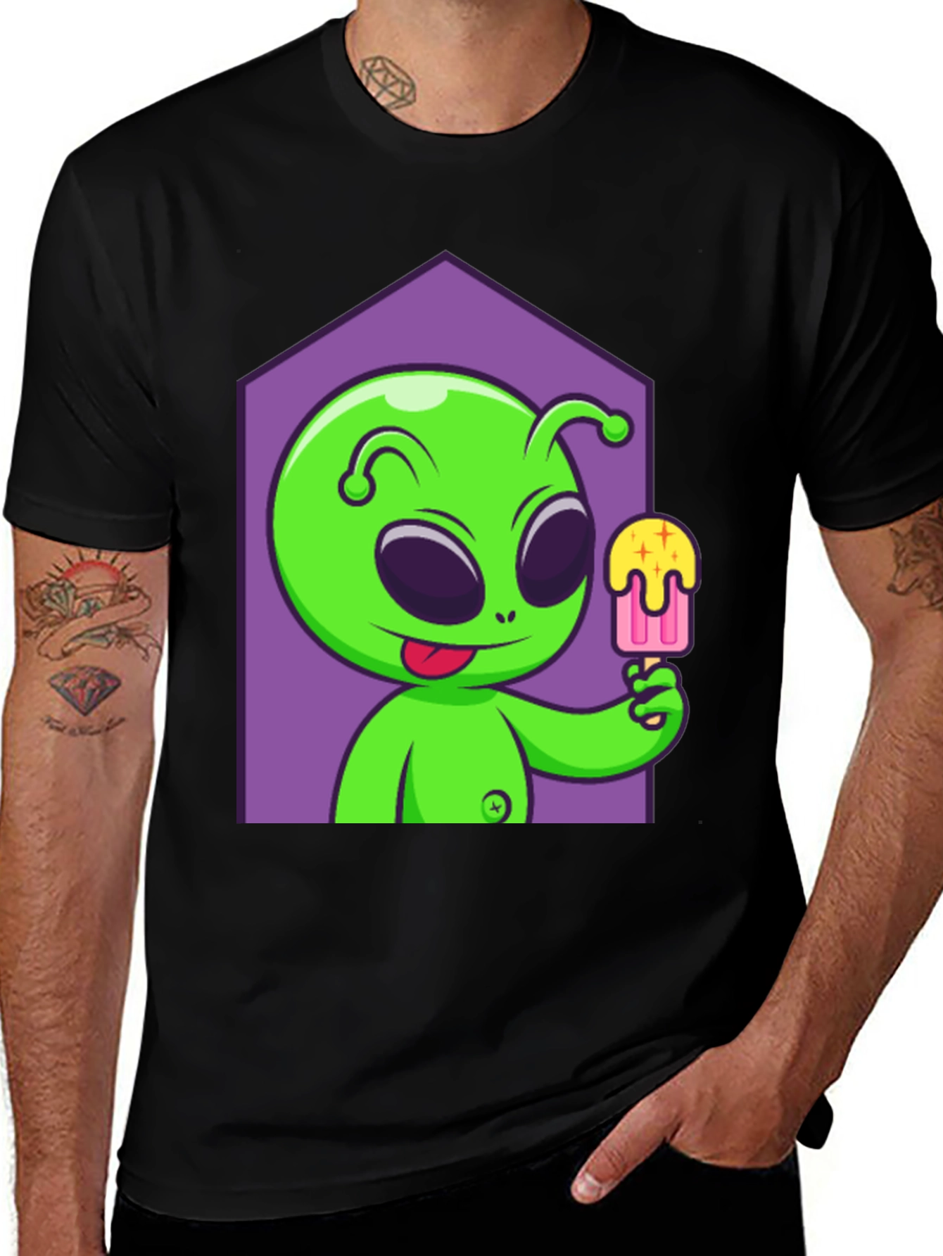 Alien Eats Popsicle Graphic Tee