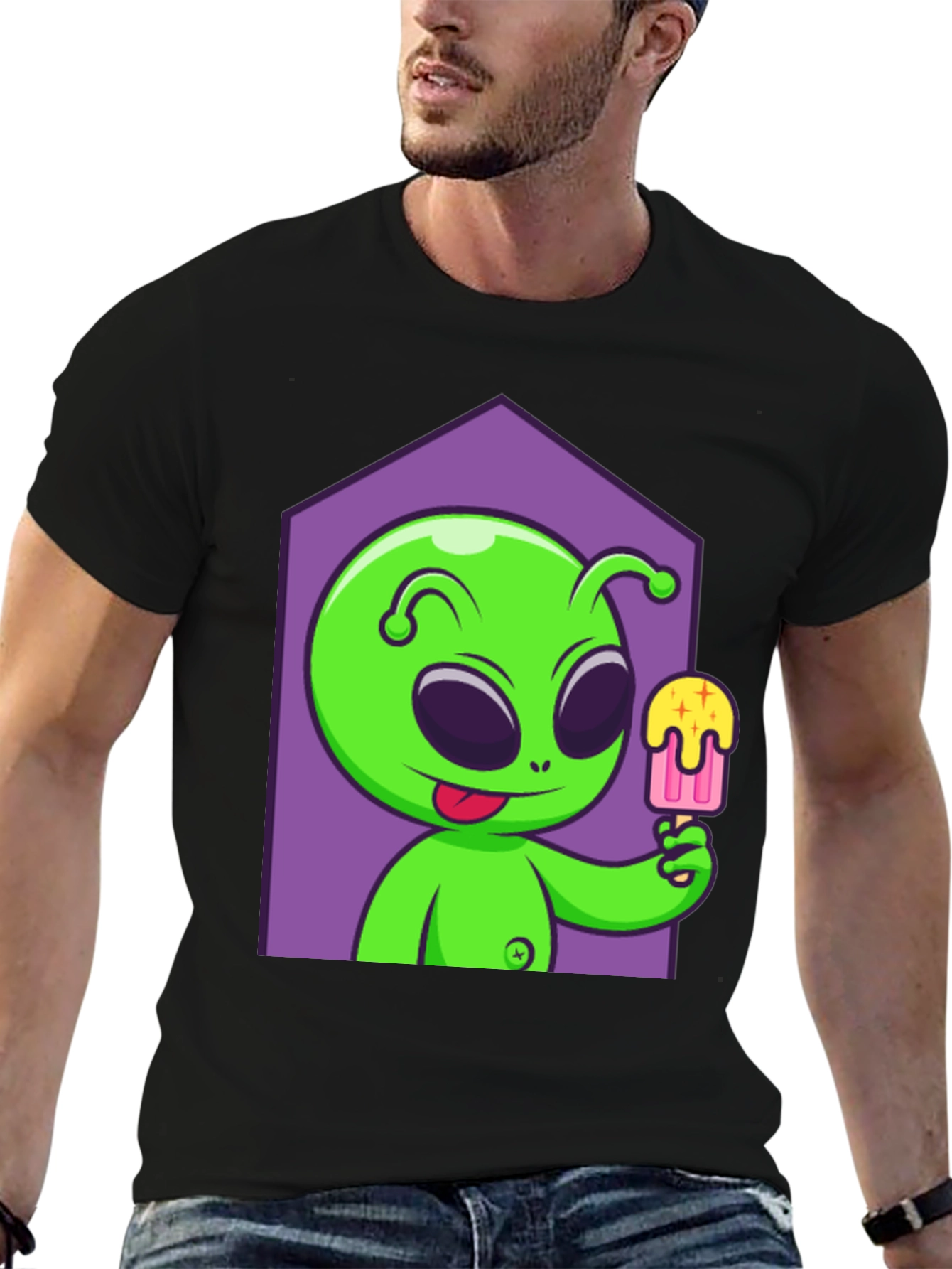 Alien Eats Popsicle Graphic Tee
