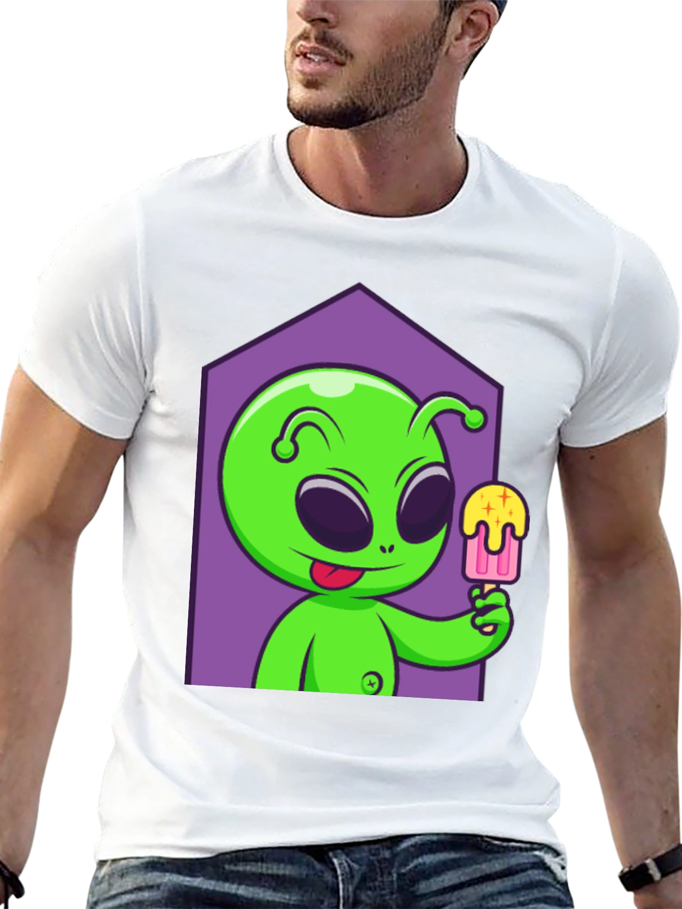 Alien Eats Popsicle Graphic Tee