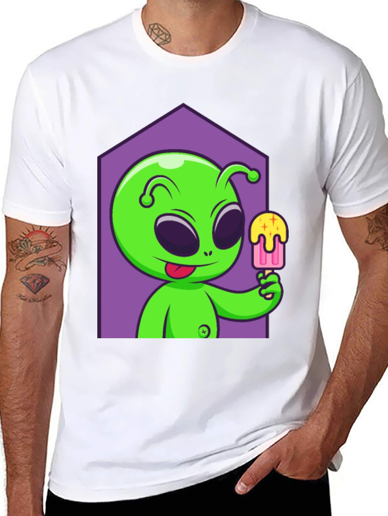 Alien Eats Popsicle Graphic Tee