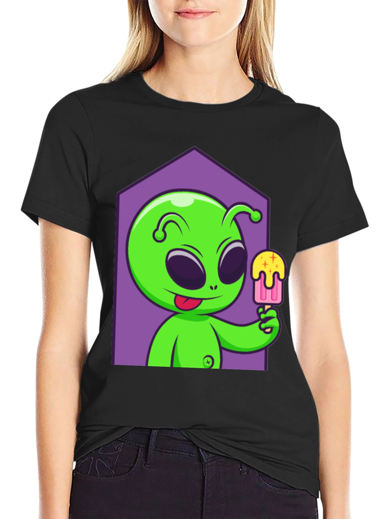 Alien Eats Popsicle Graphic Tee