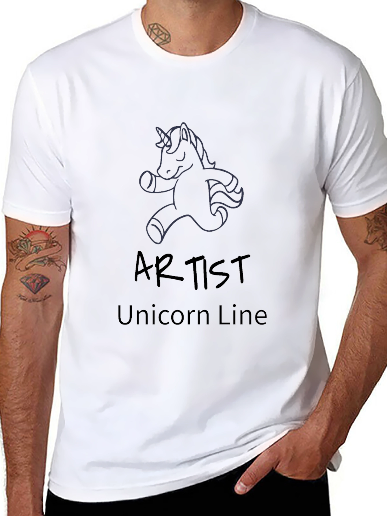 Artist Unicorn Line Black Graphic Tee