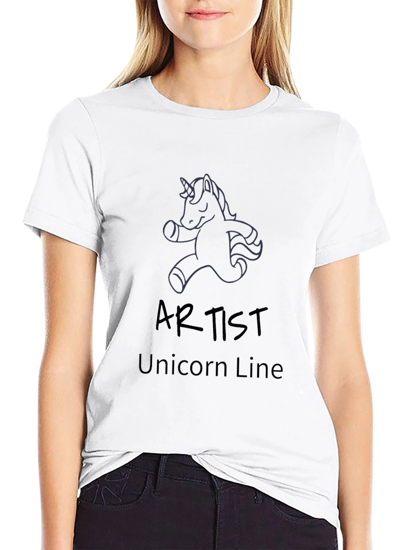 Artist Unicorn Line Black Graphic Tee