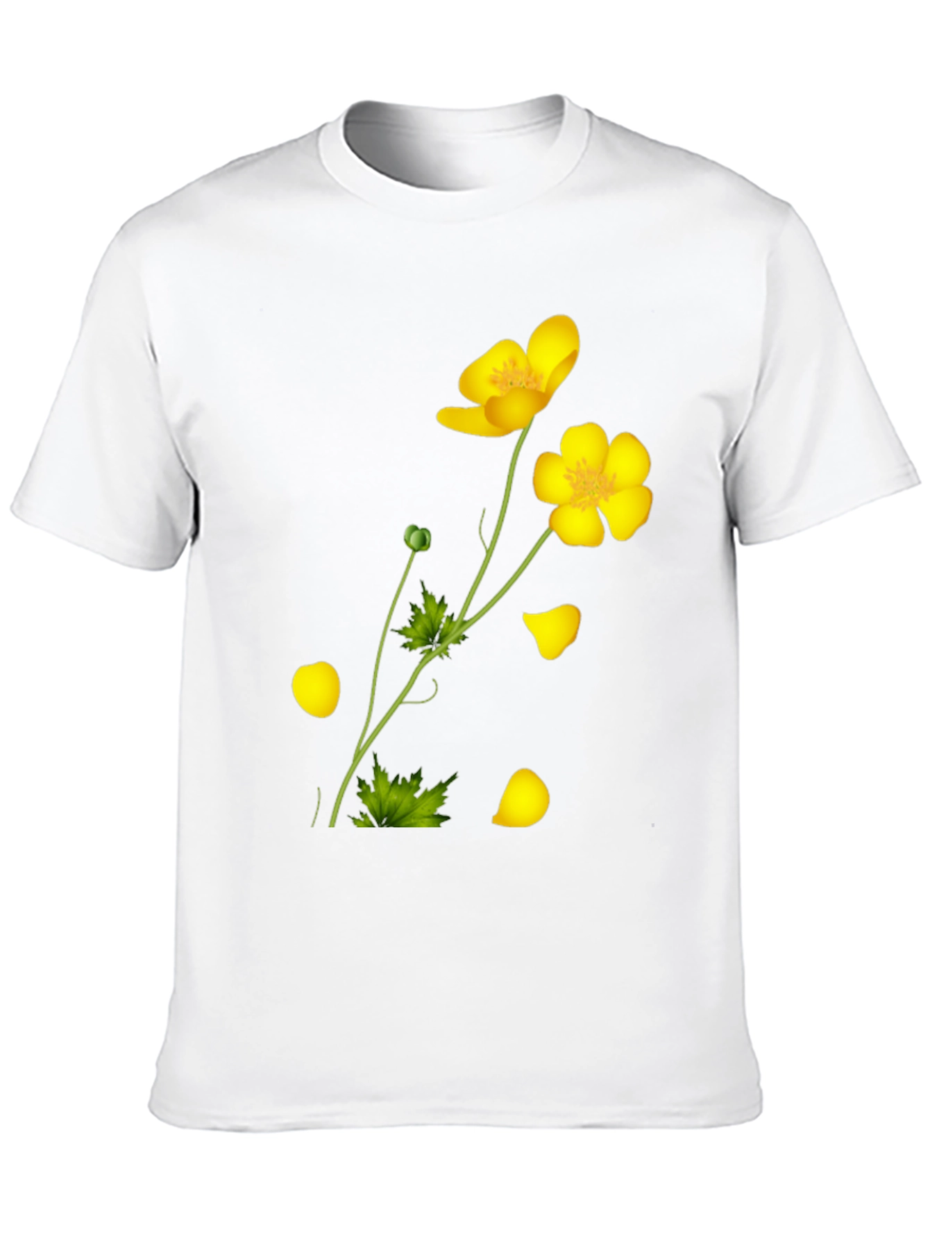 Black Tee with Yellow Floral Design
