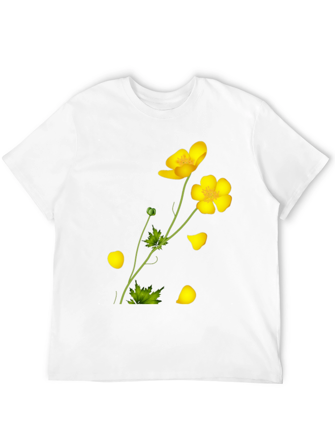Black Tee with Yellow Floral Design