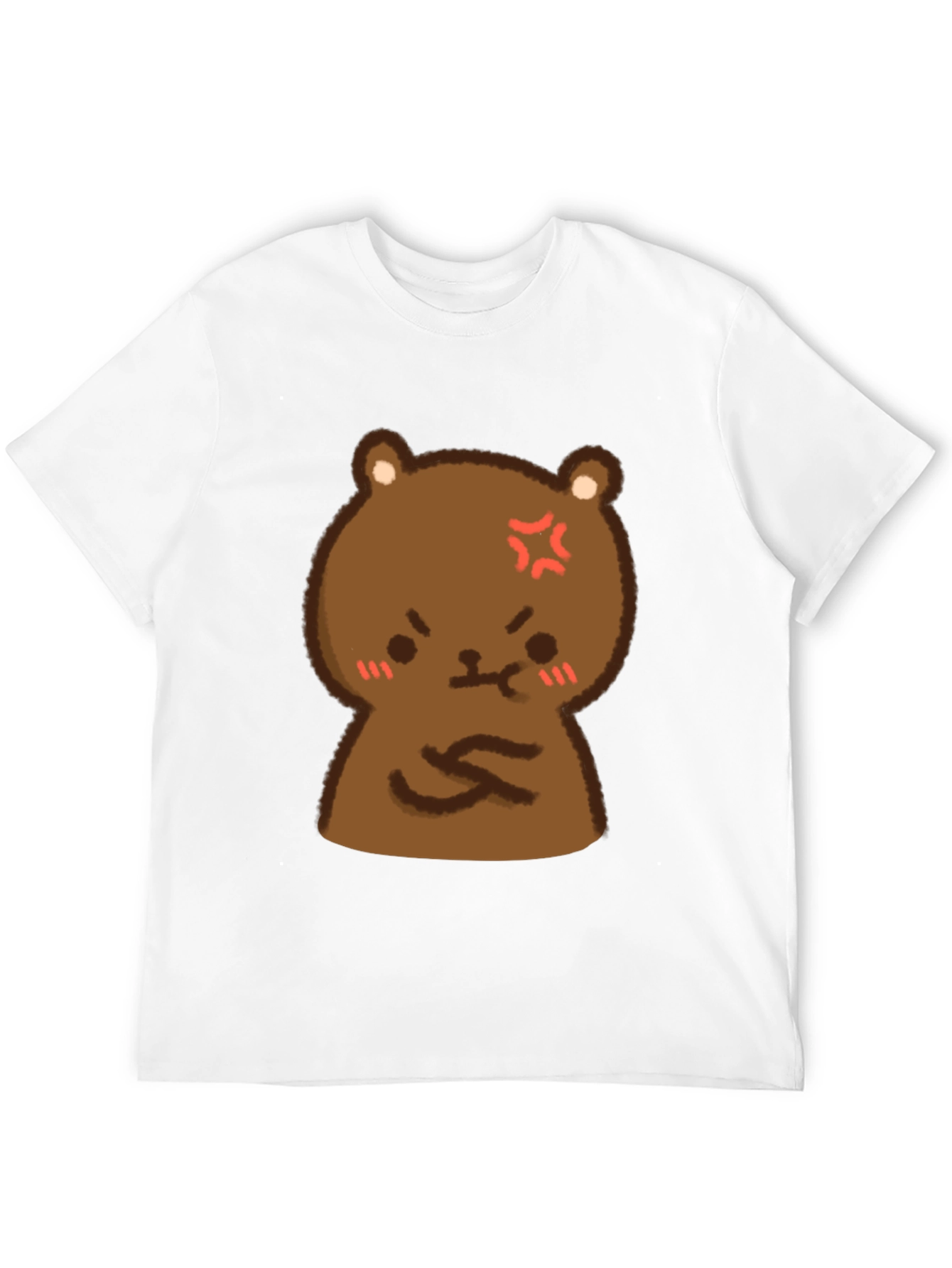 Angry Bear Cartoon Black T-Shirt