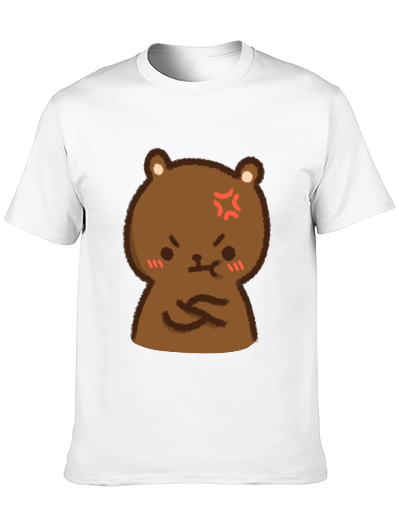 Angry Bear Cartoon Black T-Shirt