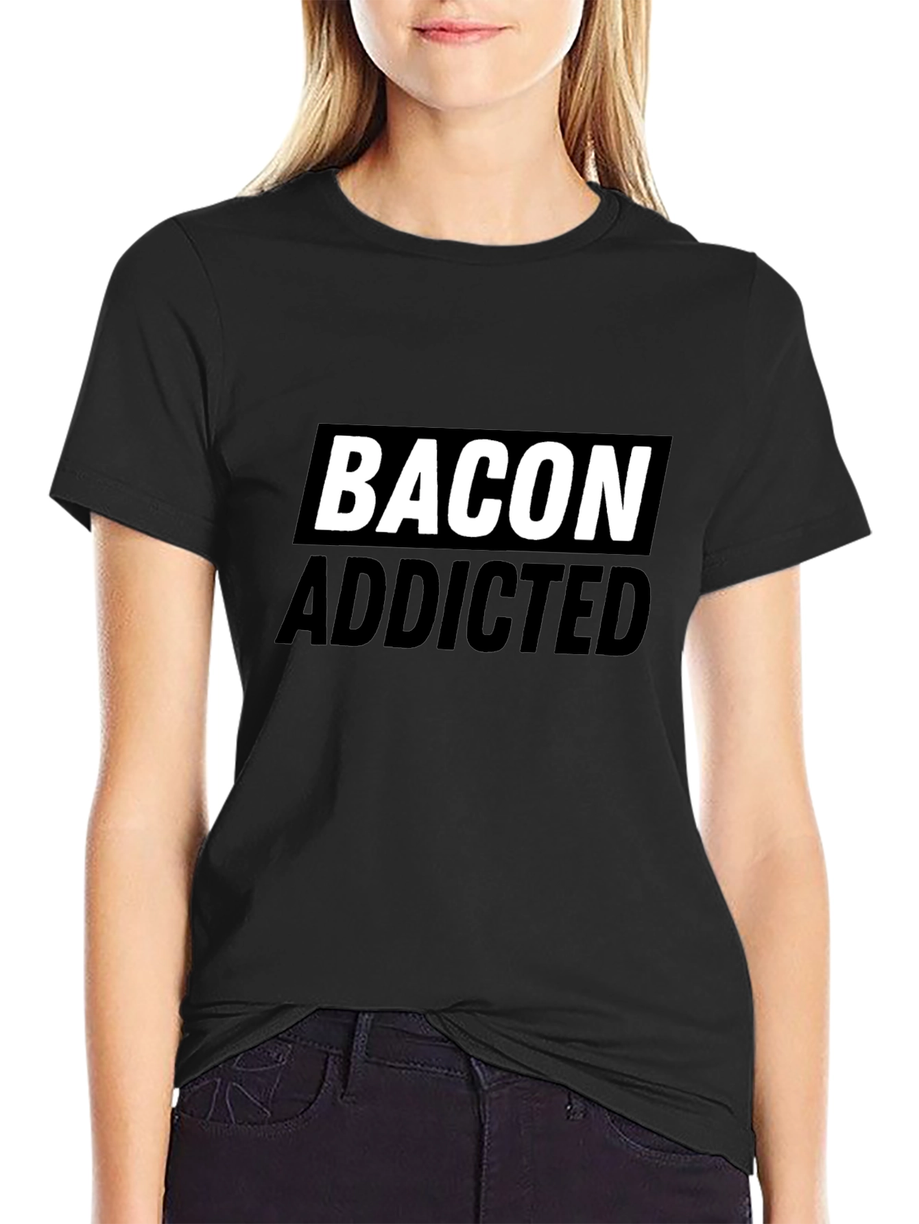 Bacon Addicted Graphic Tee - Premium Black Cotton