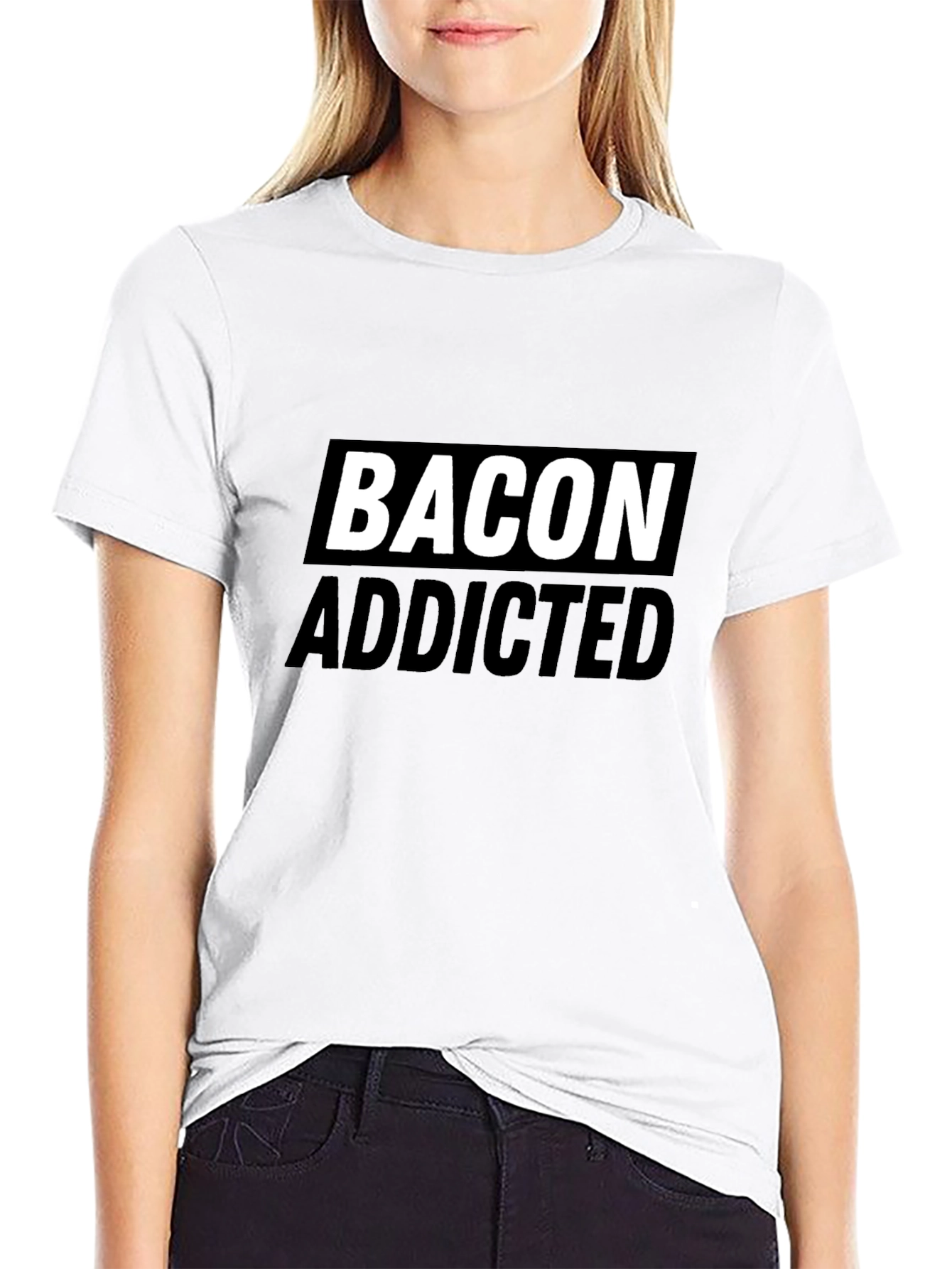 Bacon Addicted Graphic Tee - Premium Black Cotton