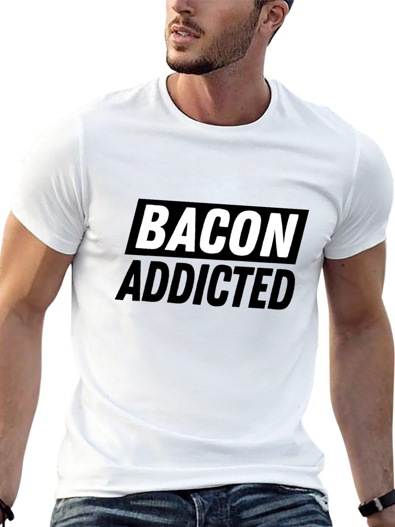 Bacon Addicted Graphic Tee - Premium Black Cotton