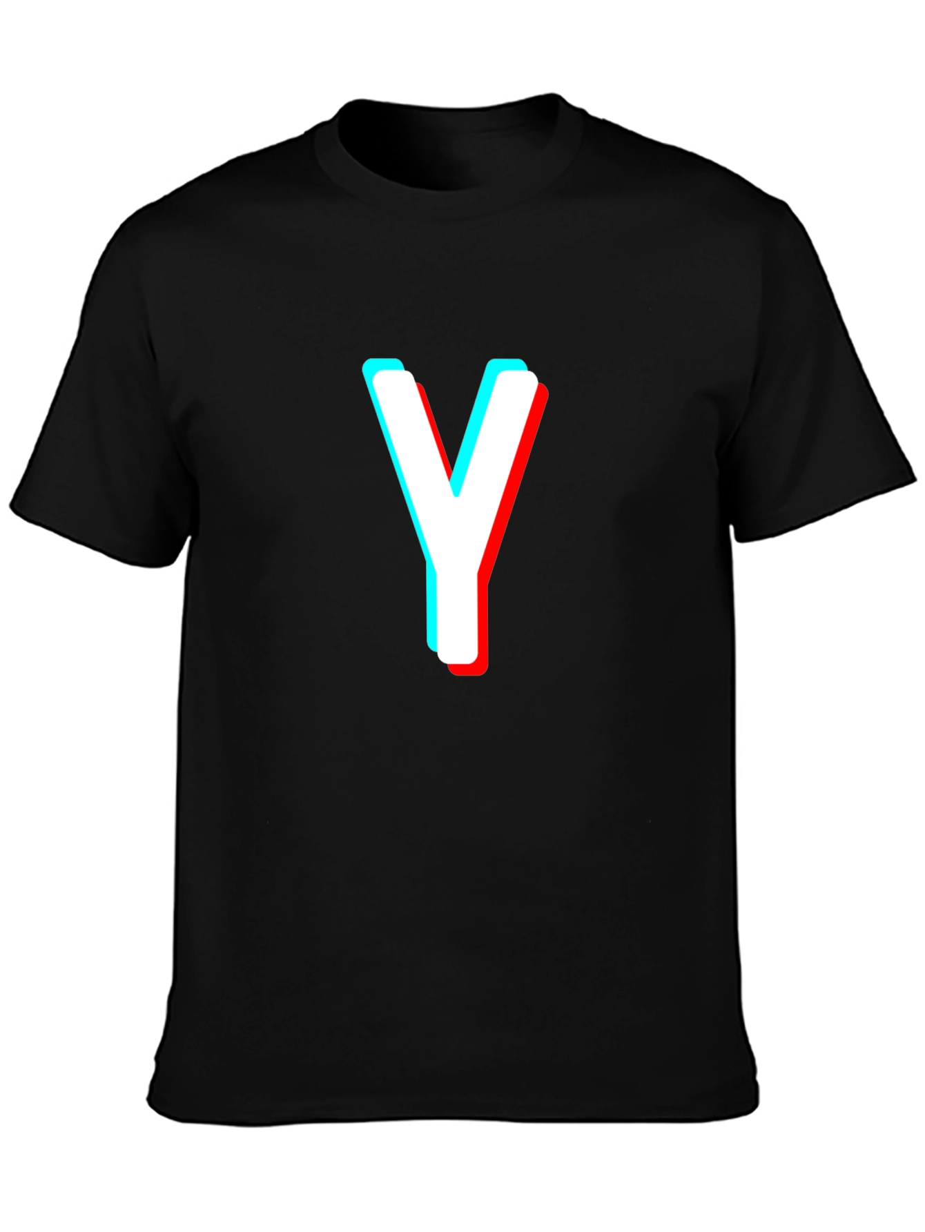 Letter Y Black T-Shirt - 3D Effect Graphic Tee