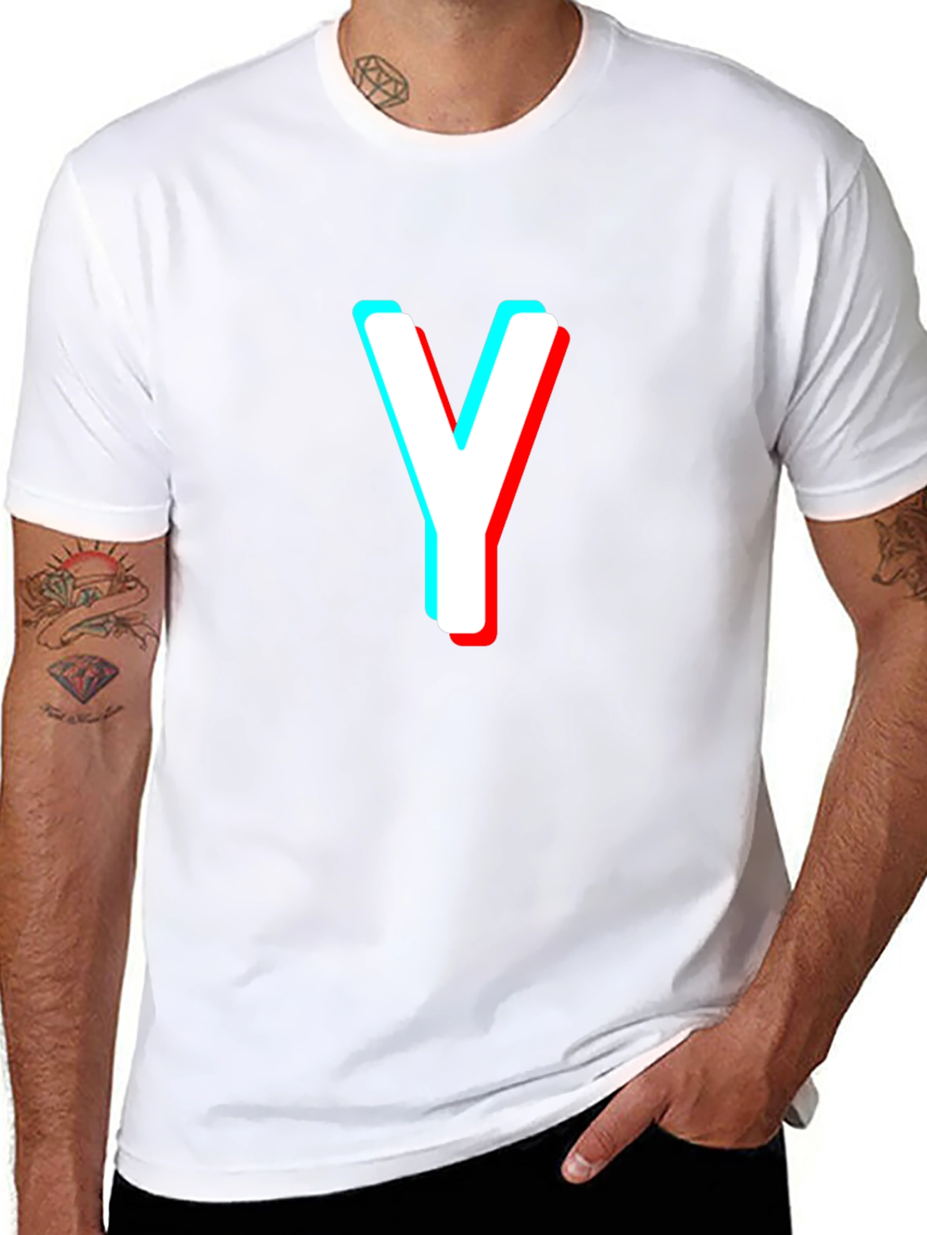 Letter Y Black T-Shirt - 3D Effect Graphic Tee