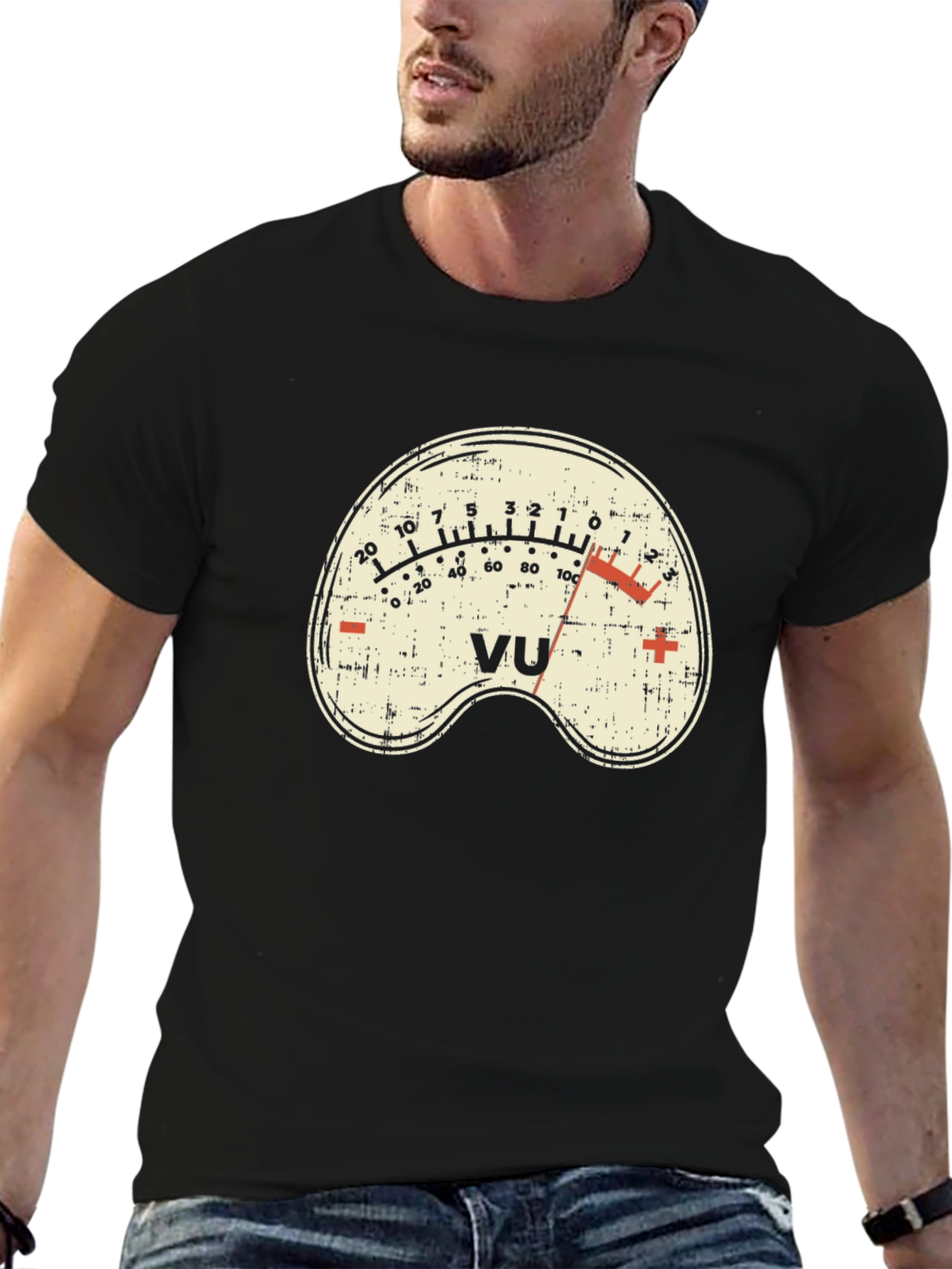 VU Meter Graphic Tee - Retro Audio Engineer Shirt