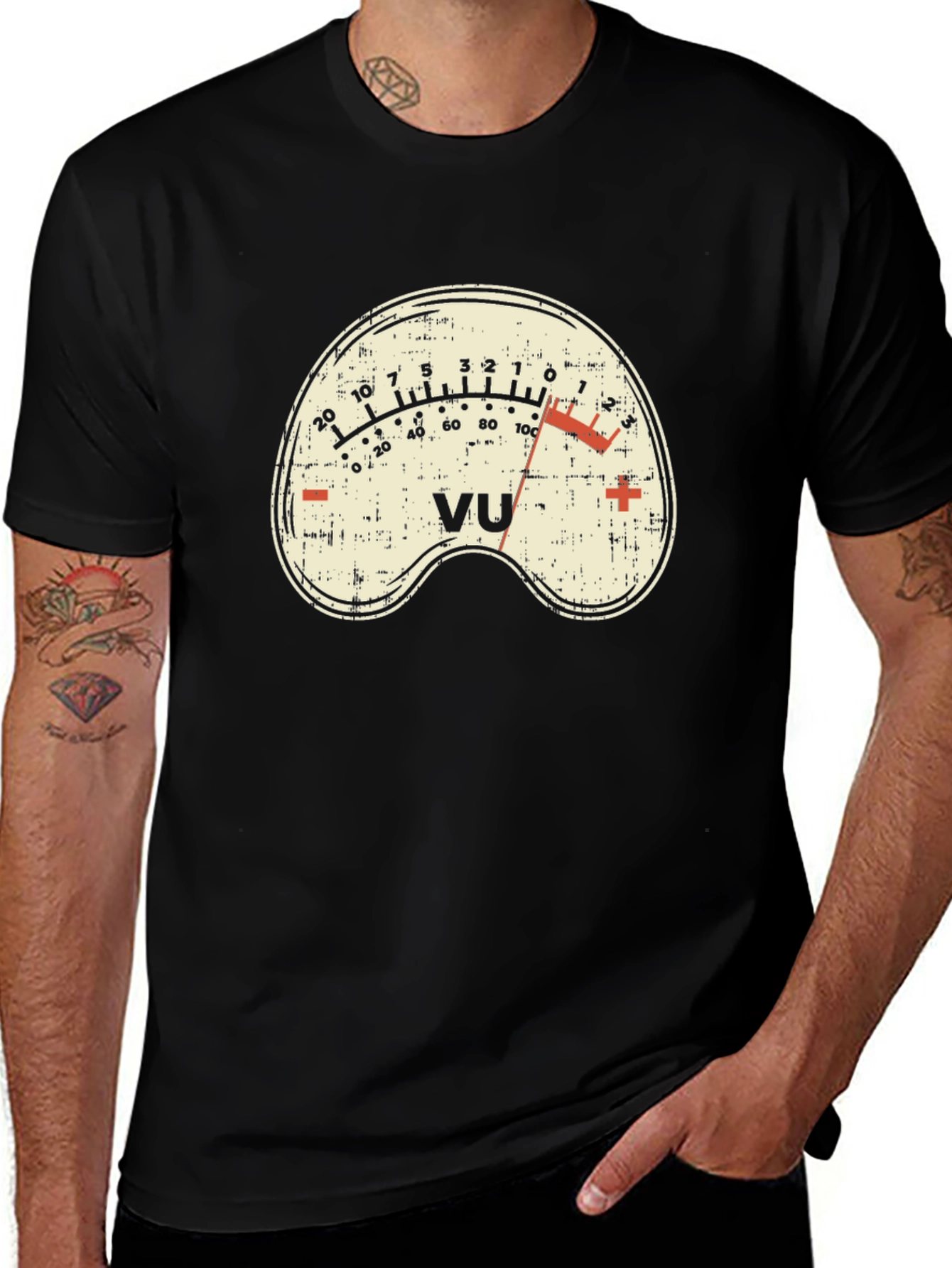 VU Meter Graphic Tee - Retro Audio Engineer Shirt