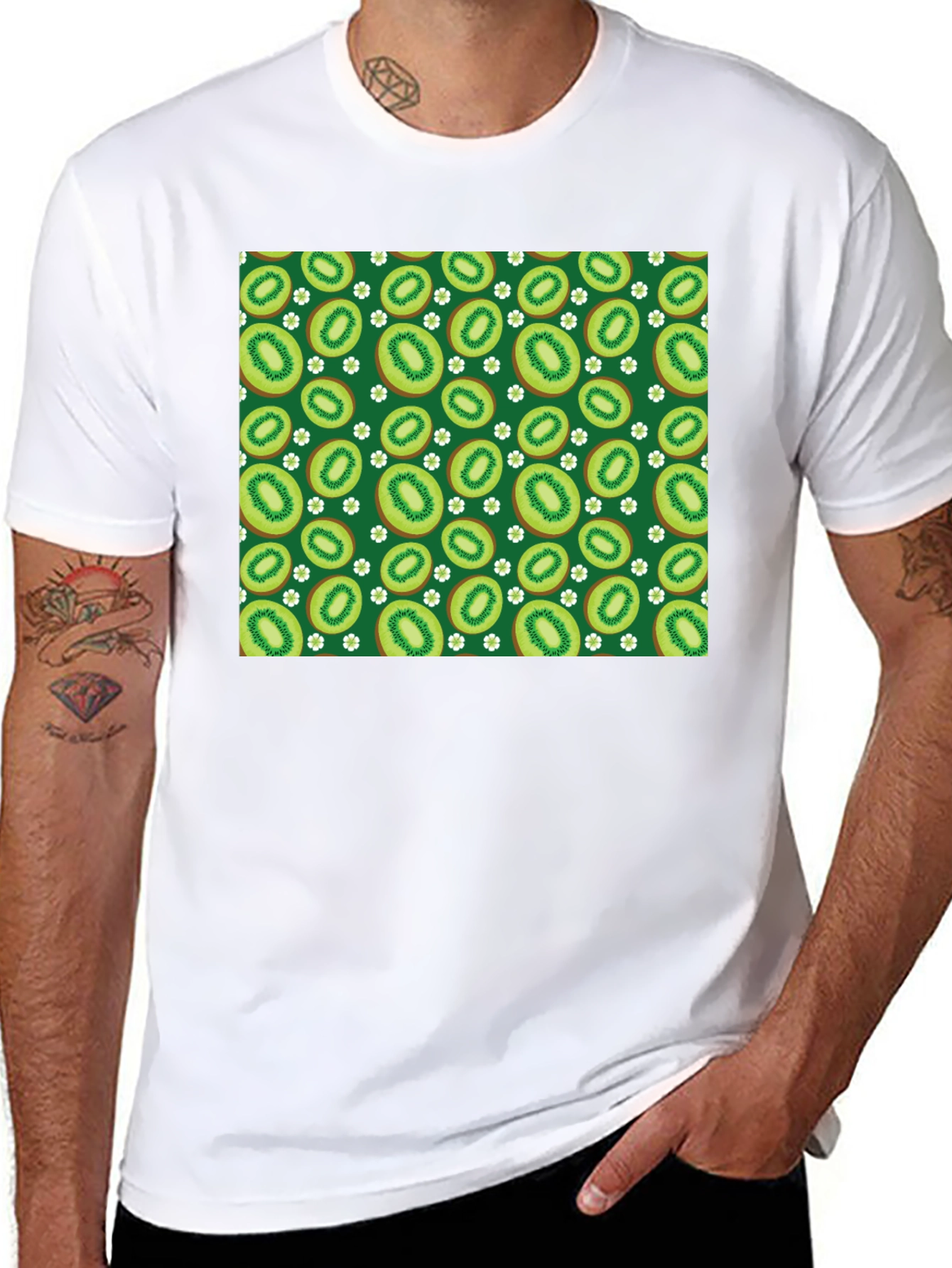 Kiwi Fruit Pattern T-Shirt