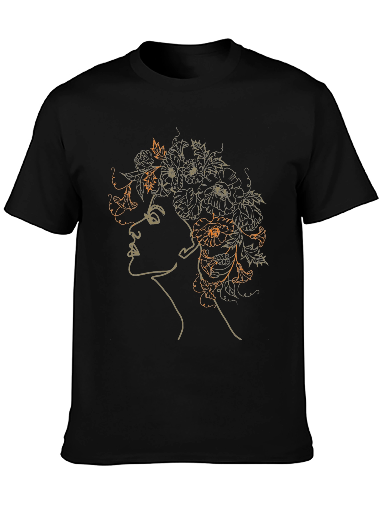 Floral Woman Graphic T-Shirt - Artistic Design