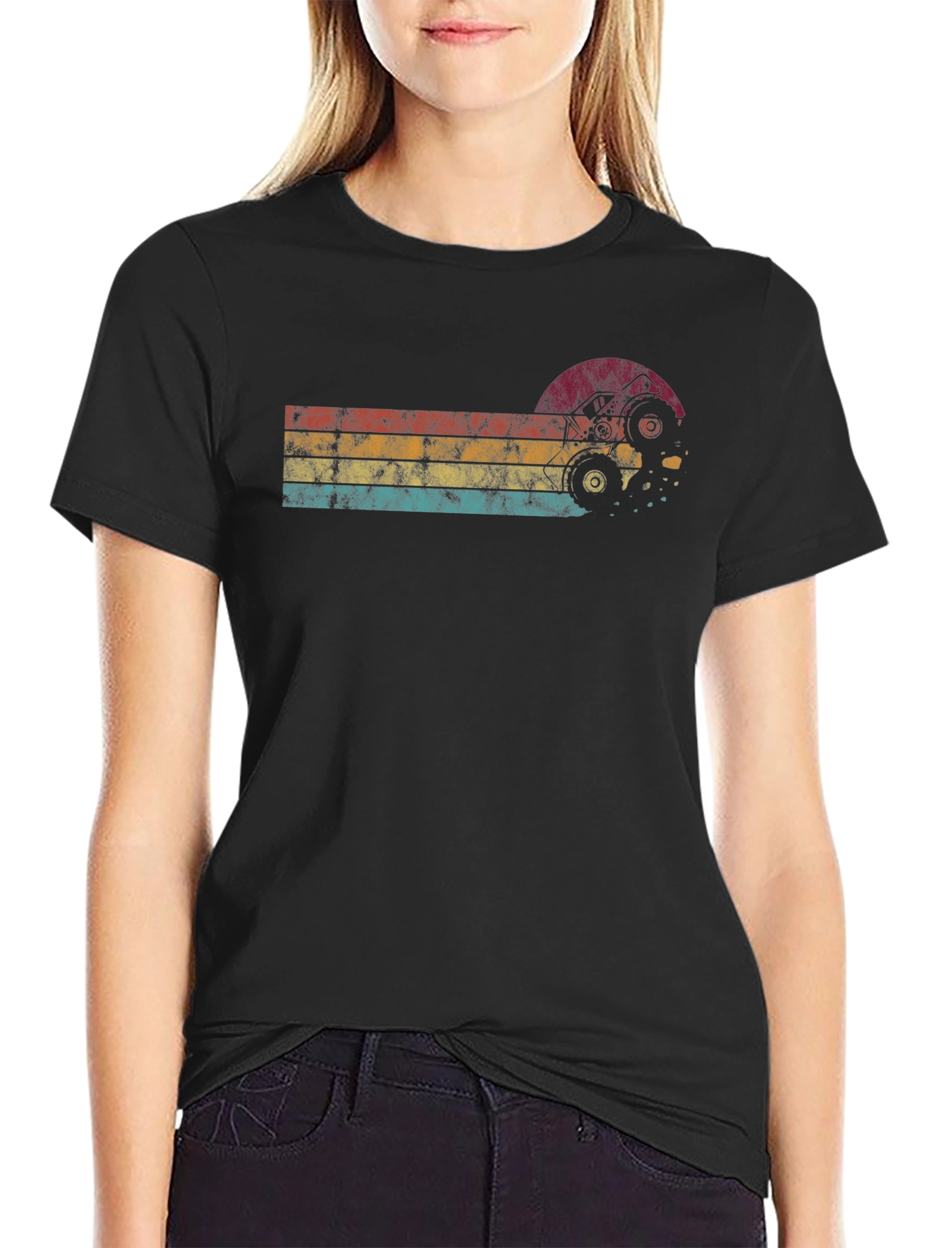 Retro ATV Sunset T-Shirt - Black