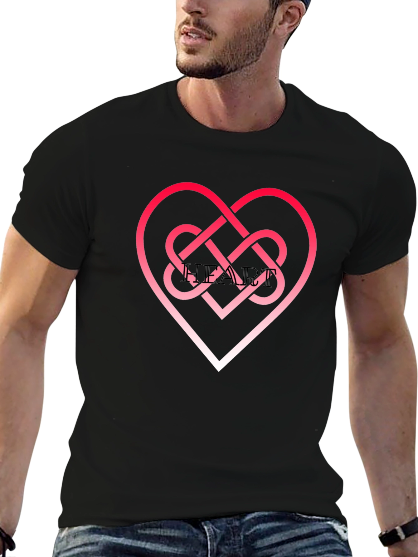 Heart Knot Graphic Black T-Shirt