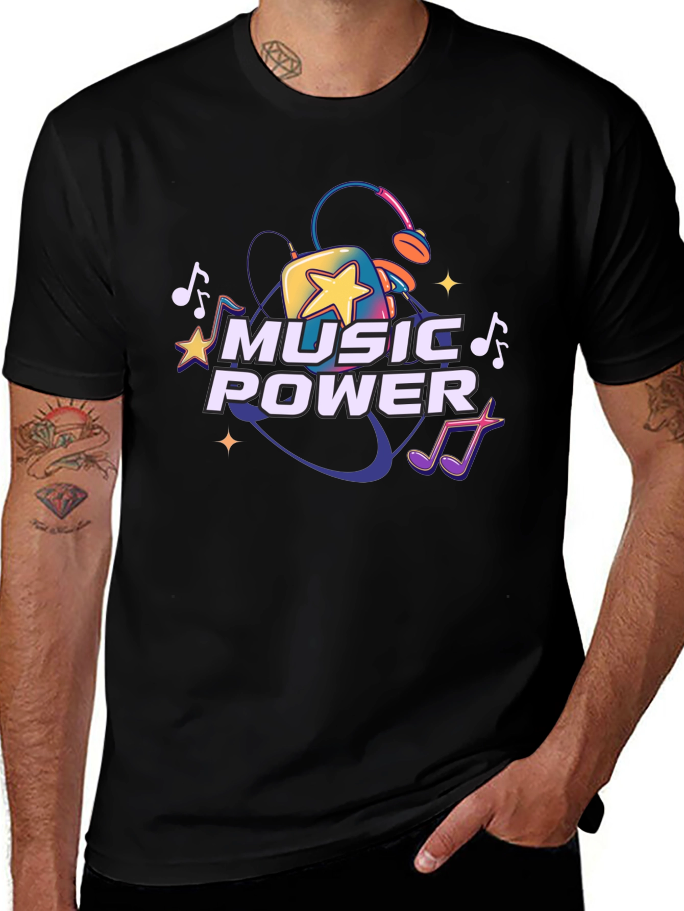 Music Power Graphic Tee - Black