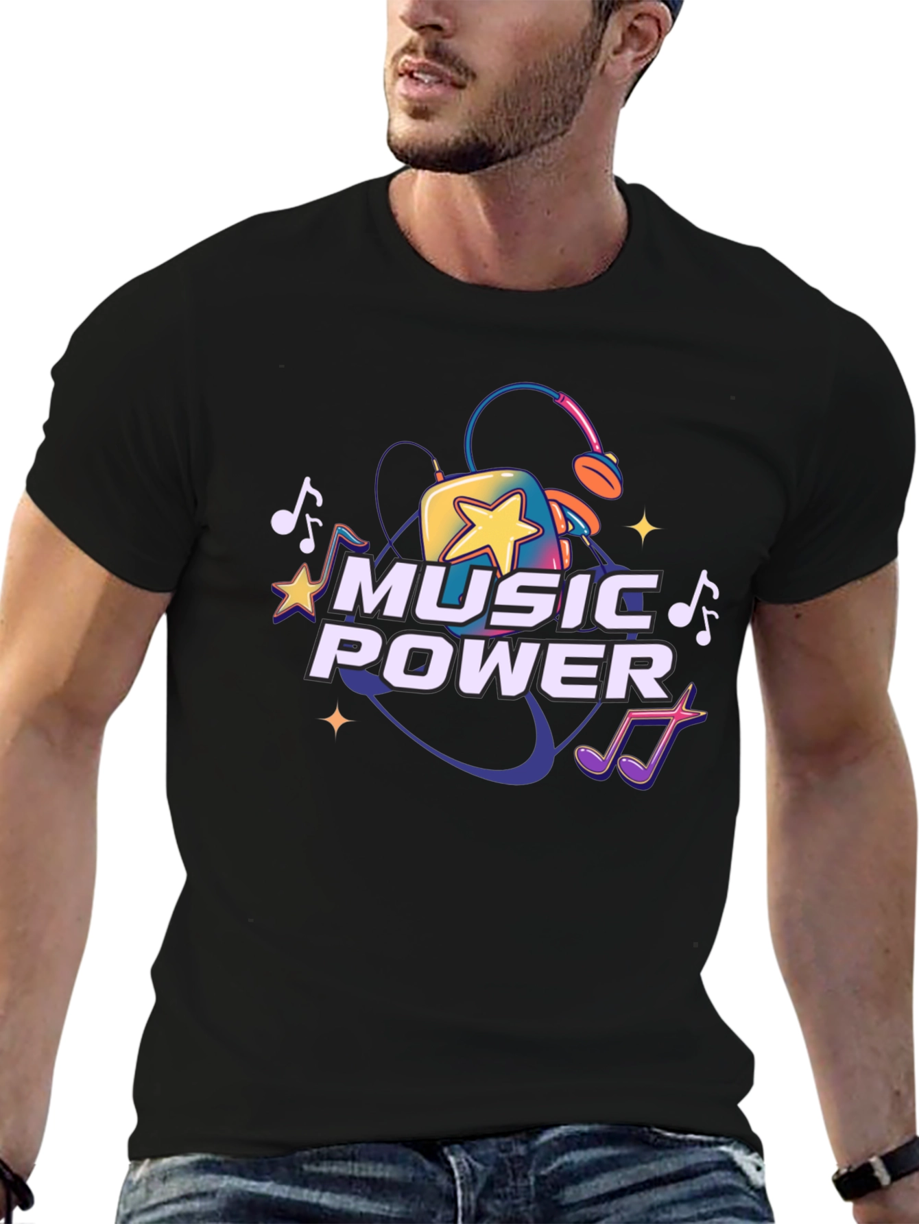 Music Power Graphic Tee - Black