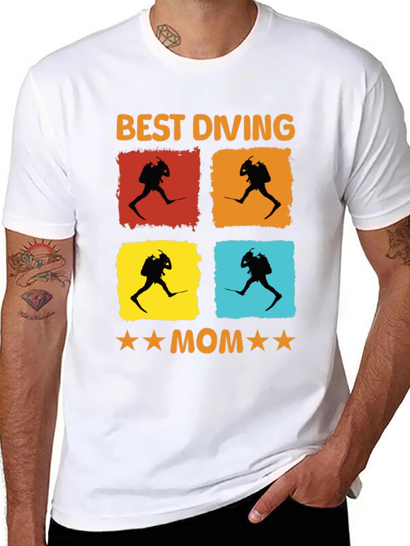 Best Diving Mom T-Shirt | Diver Silhouette Graphic Tee