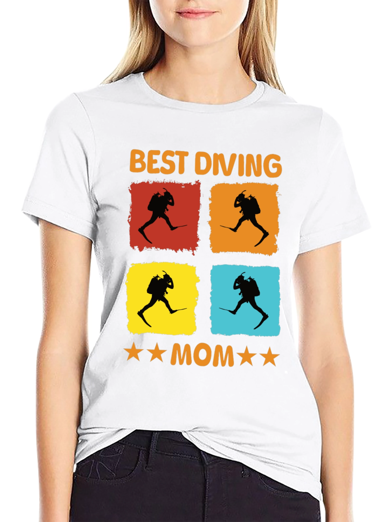 Best Diving Mom T-Shirt | Diver Silhouette Graphic Tee