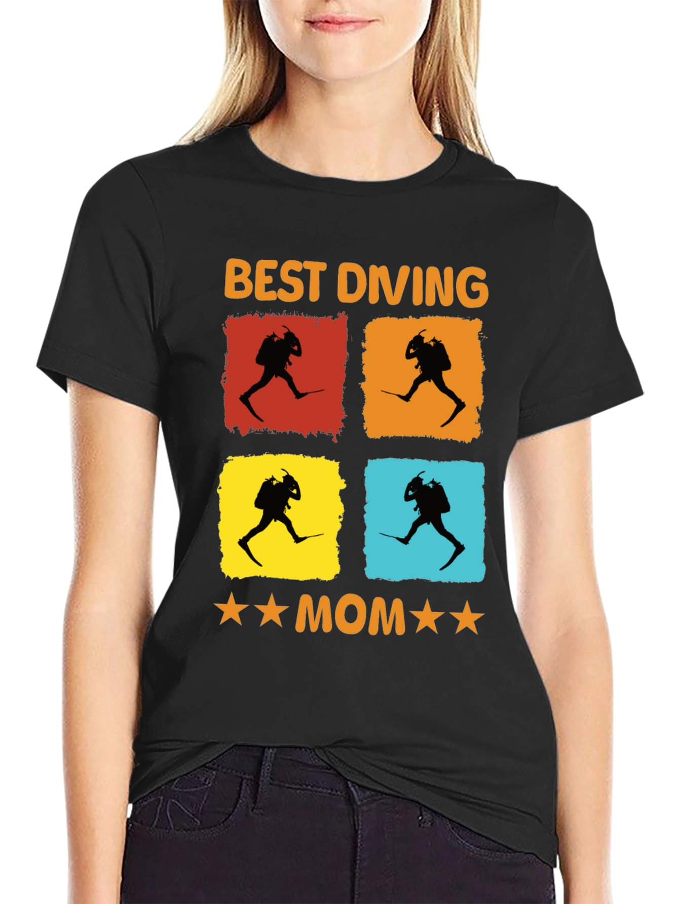Best Diving Mom T-Shirt | Diver Silhouette Graphic Tee