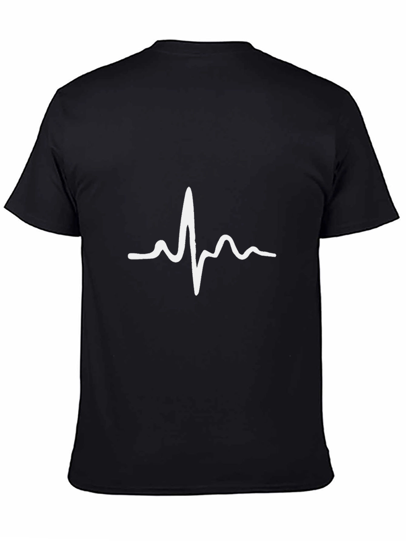 Black T-Shirt with White Heartbeat Graphic