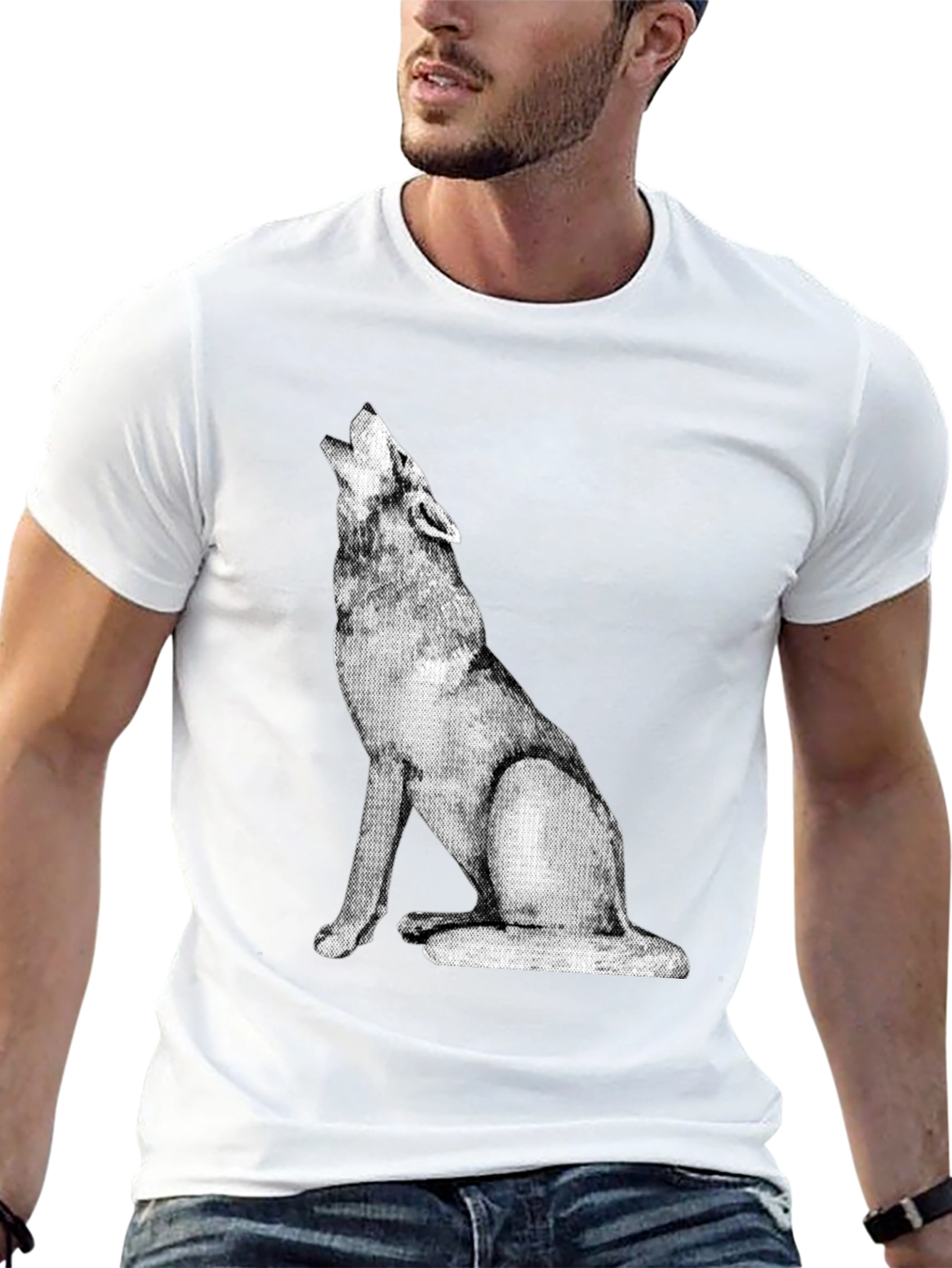 Wolf Howl Graphic Tee - Black Cotton Casual Shirt
