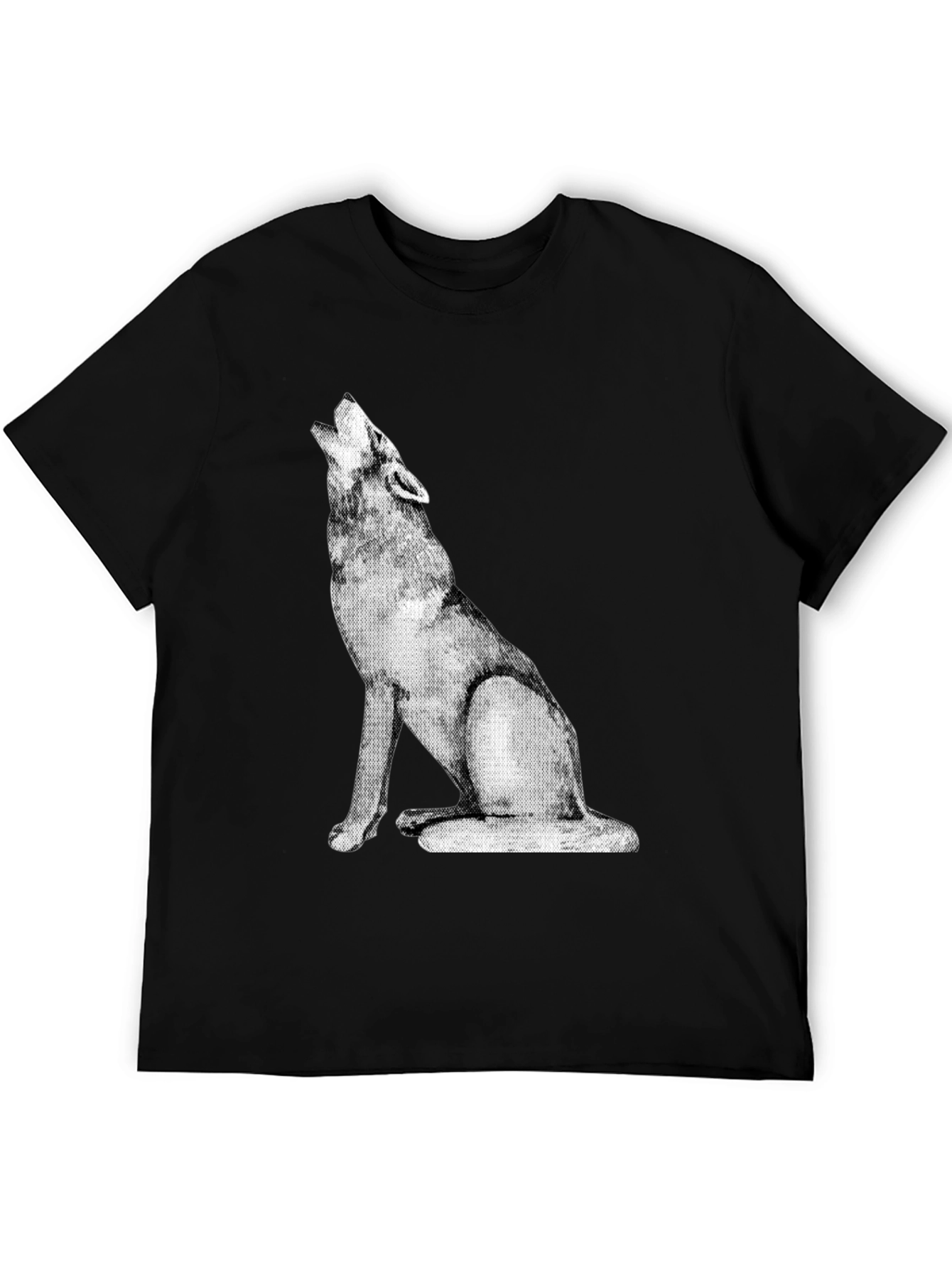 Wolf Howl Graphic Tee - Black Cotton Casual Shirt