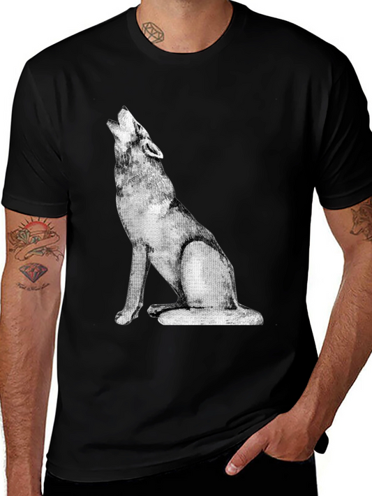 Wolf Howl Graphic Tee - Black Cotton Casual Shirt