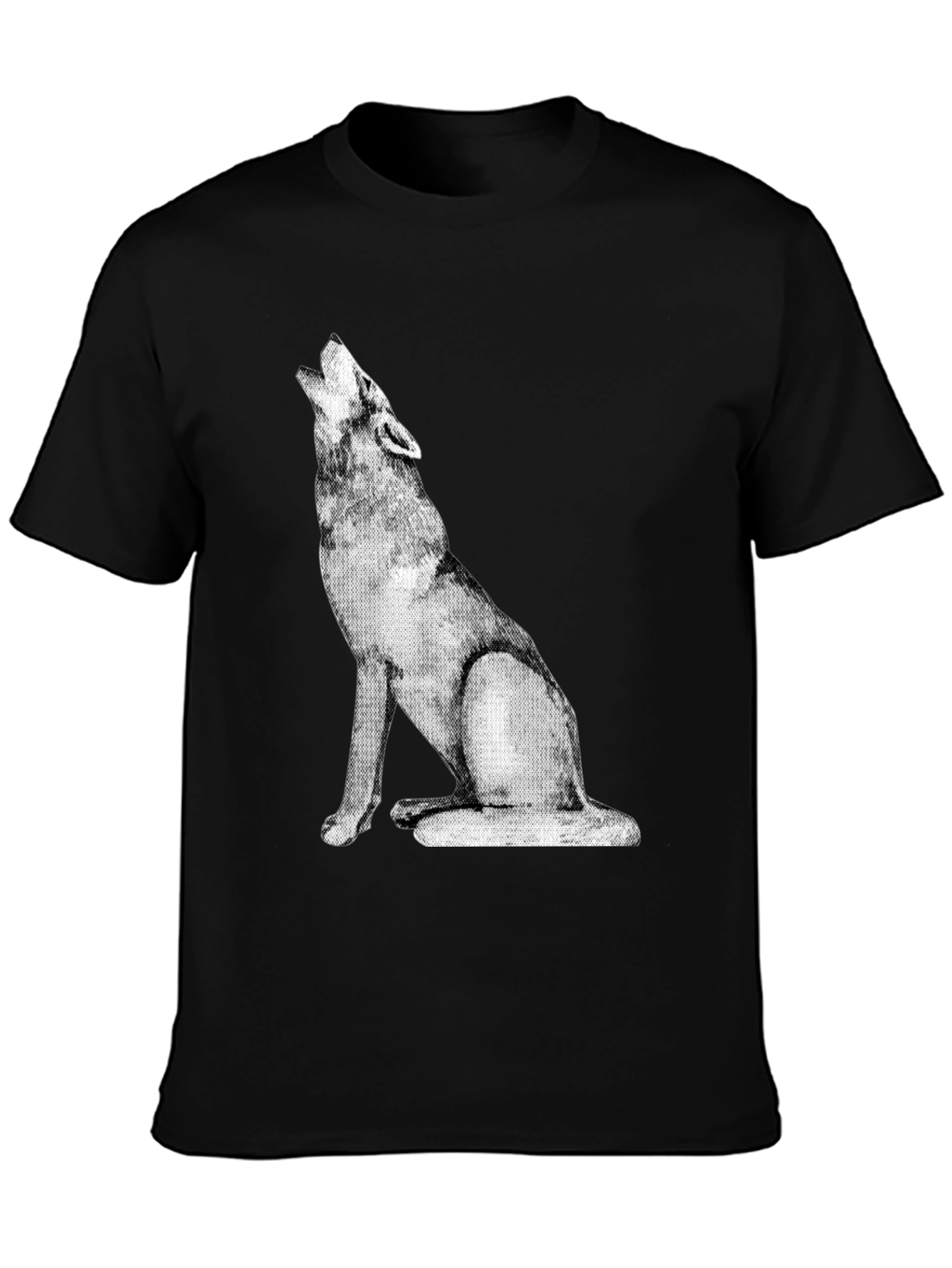 Wolf Howl Graphic Tee - Black Cotton Casual Shirt
