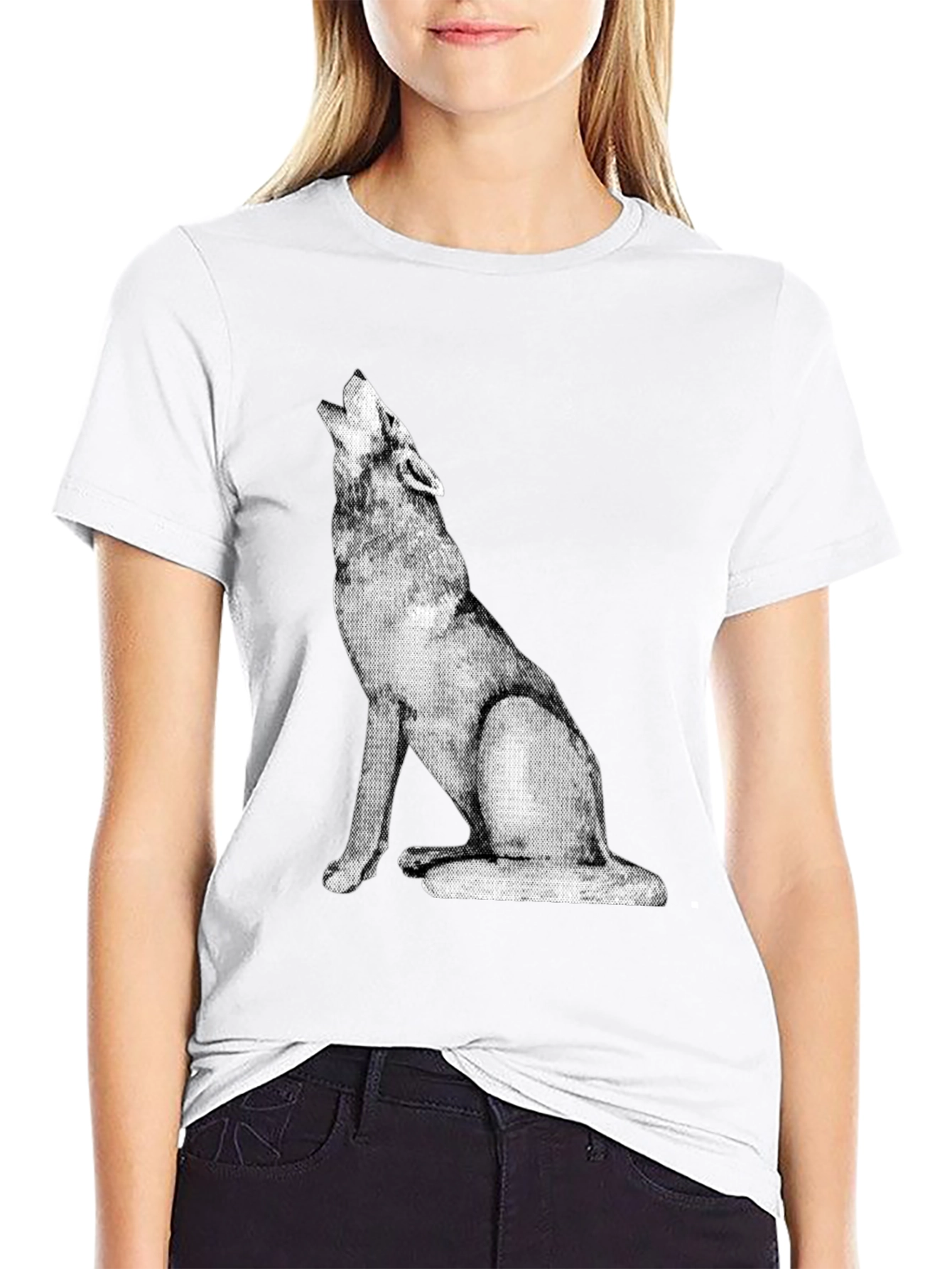 Wolf Howl Graphic Tee - Black Cotton Casual Shirt