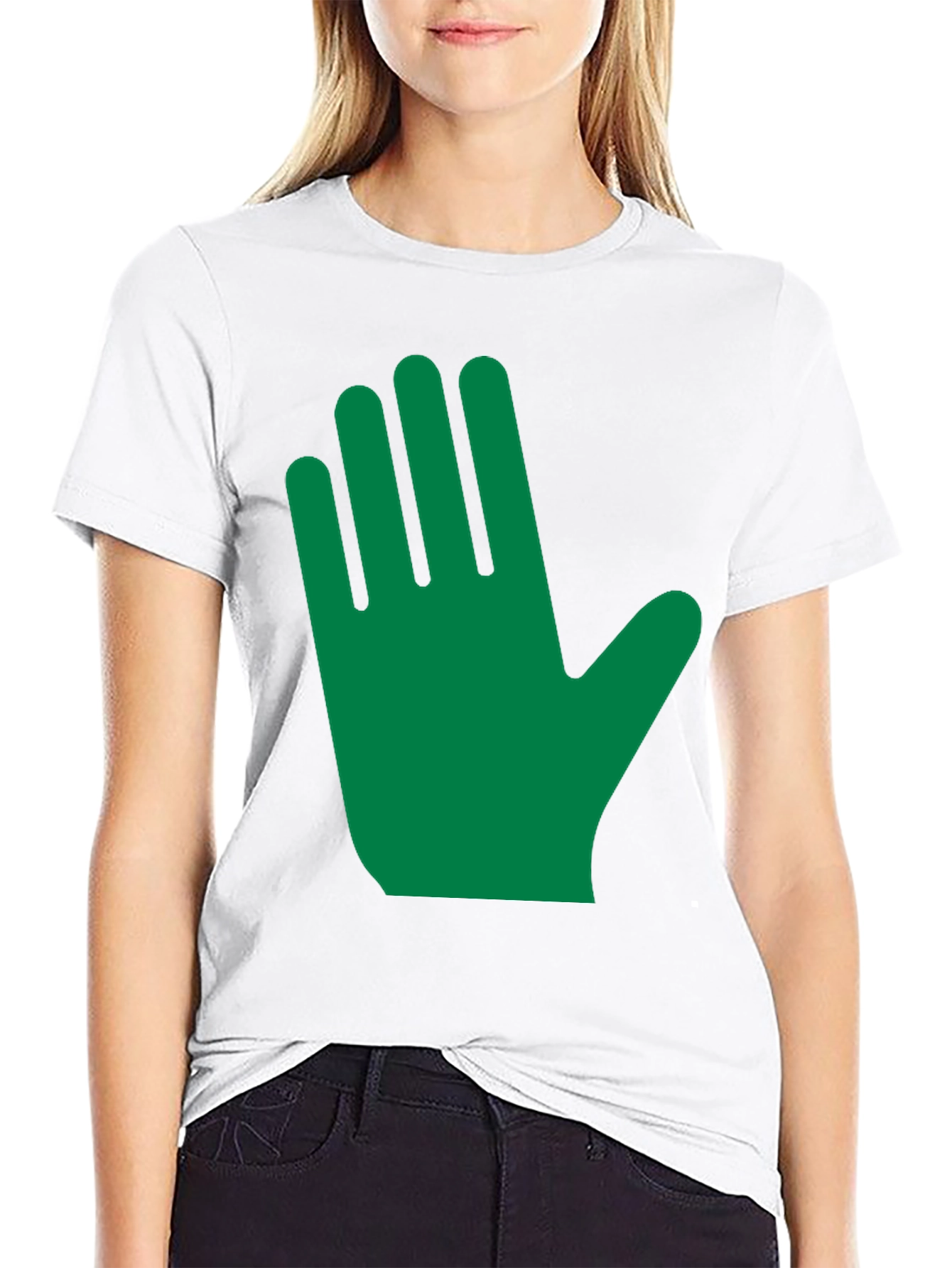 Green Hand Graphic Black T-Shirt