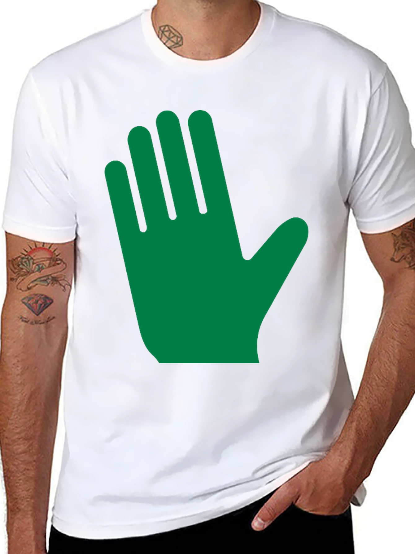 Green Hand Graphic Black T-Shirt