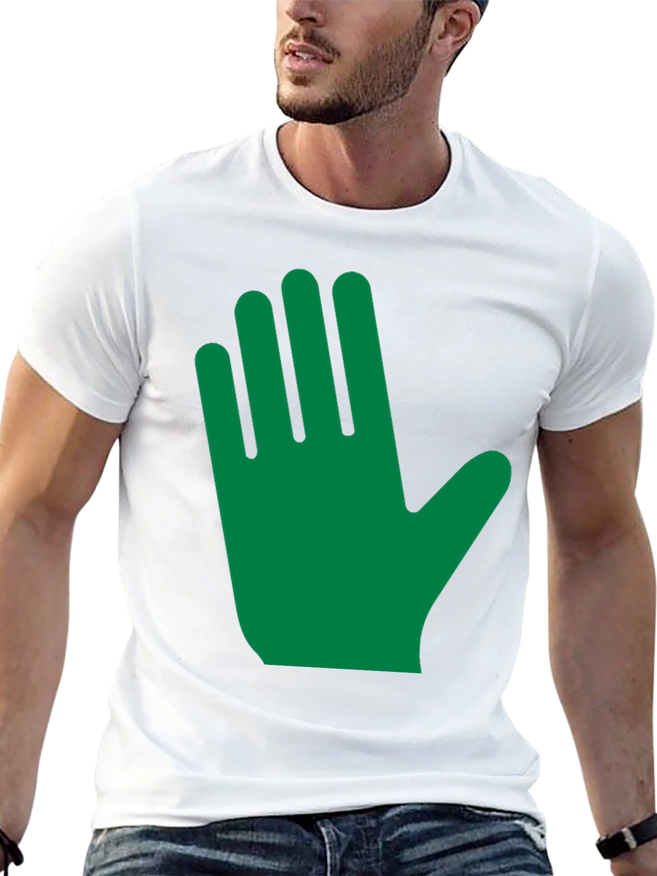 Green Hand Graphic Black T-Shirt