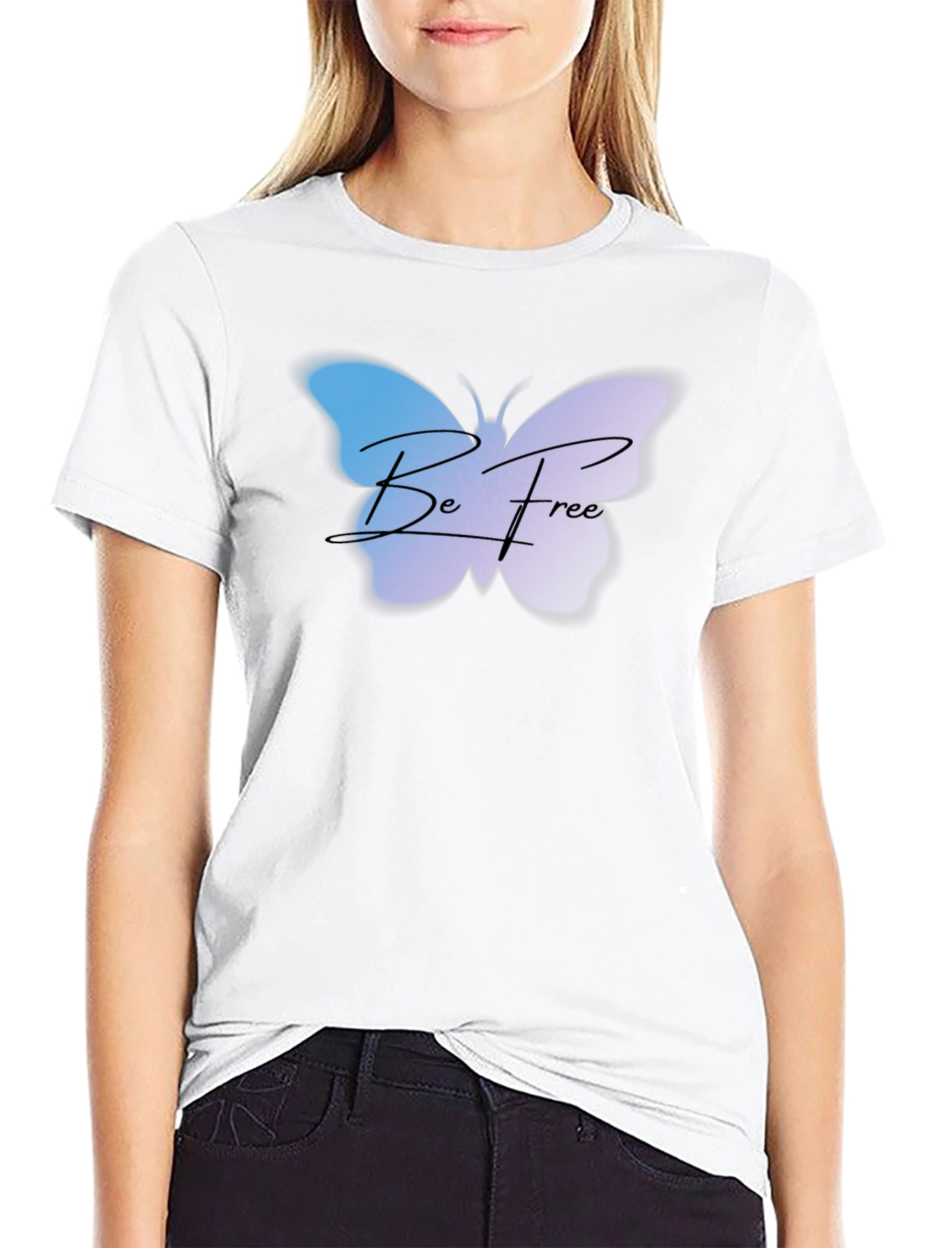 Be Free Butterfly Graphic Tee - Black