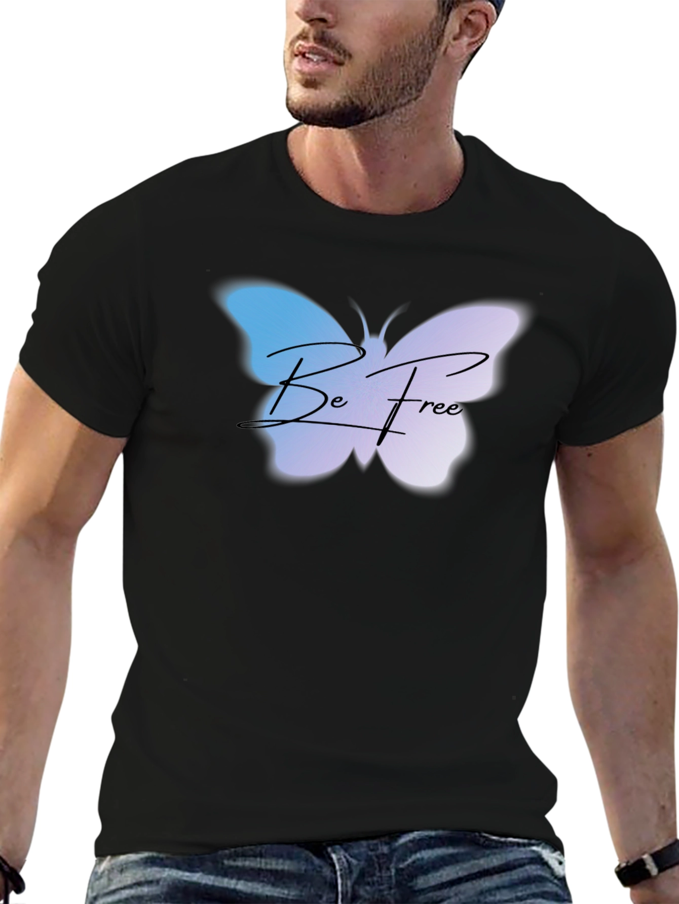 Be Free Butterfly Graphic Tee - Black